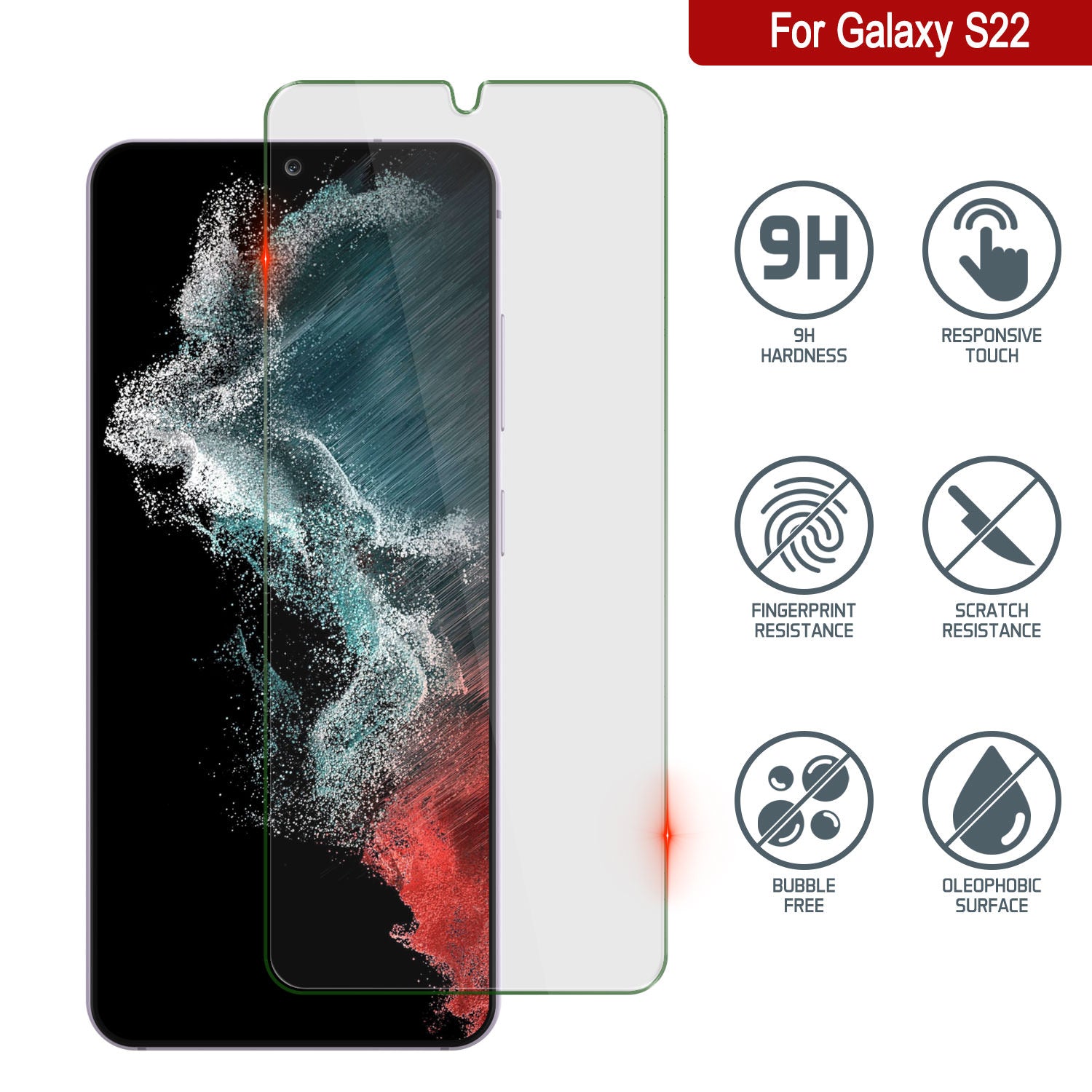 Galaxy S22  White Punkcase Glass SHIELD Tempered Glass Screen Protector 0.33mm Thick 9H Glass