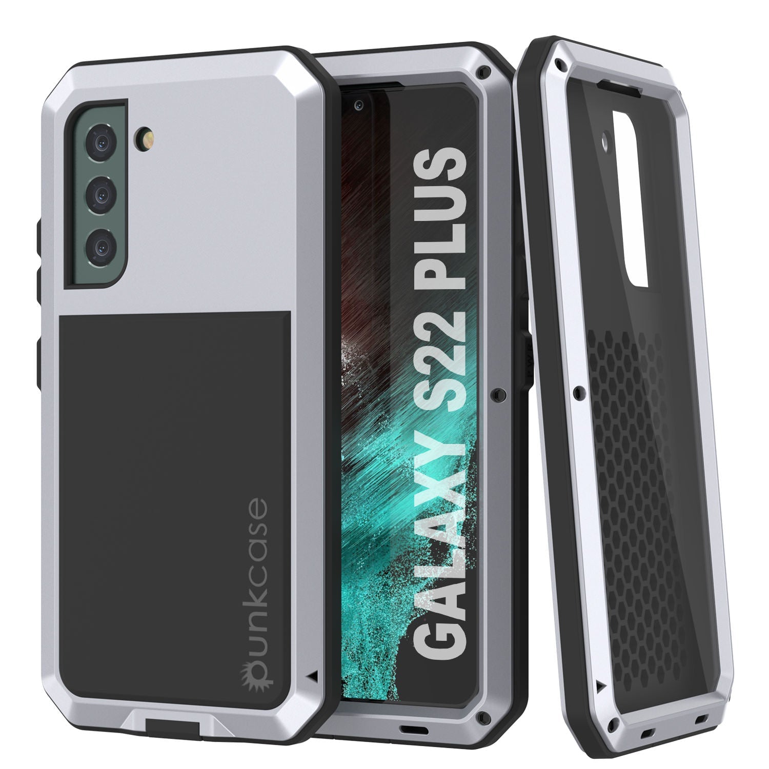 Capa de metal Galaxy S22+ Plus, resistente e robusta de grau militar [Branco]
