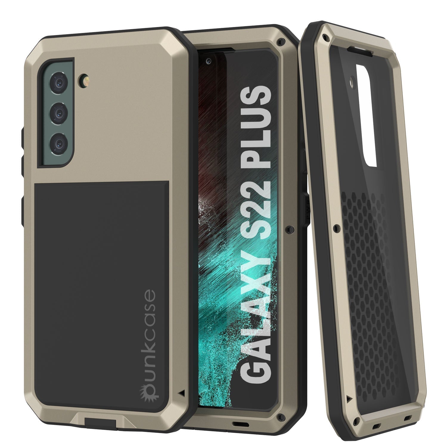 Capa de Metal Galaxy S22+ Plus, Resistente Militar de Grau Pesado, Capa de Armadura Resistente [Dourado]