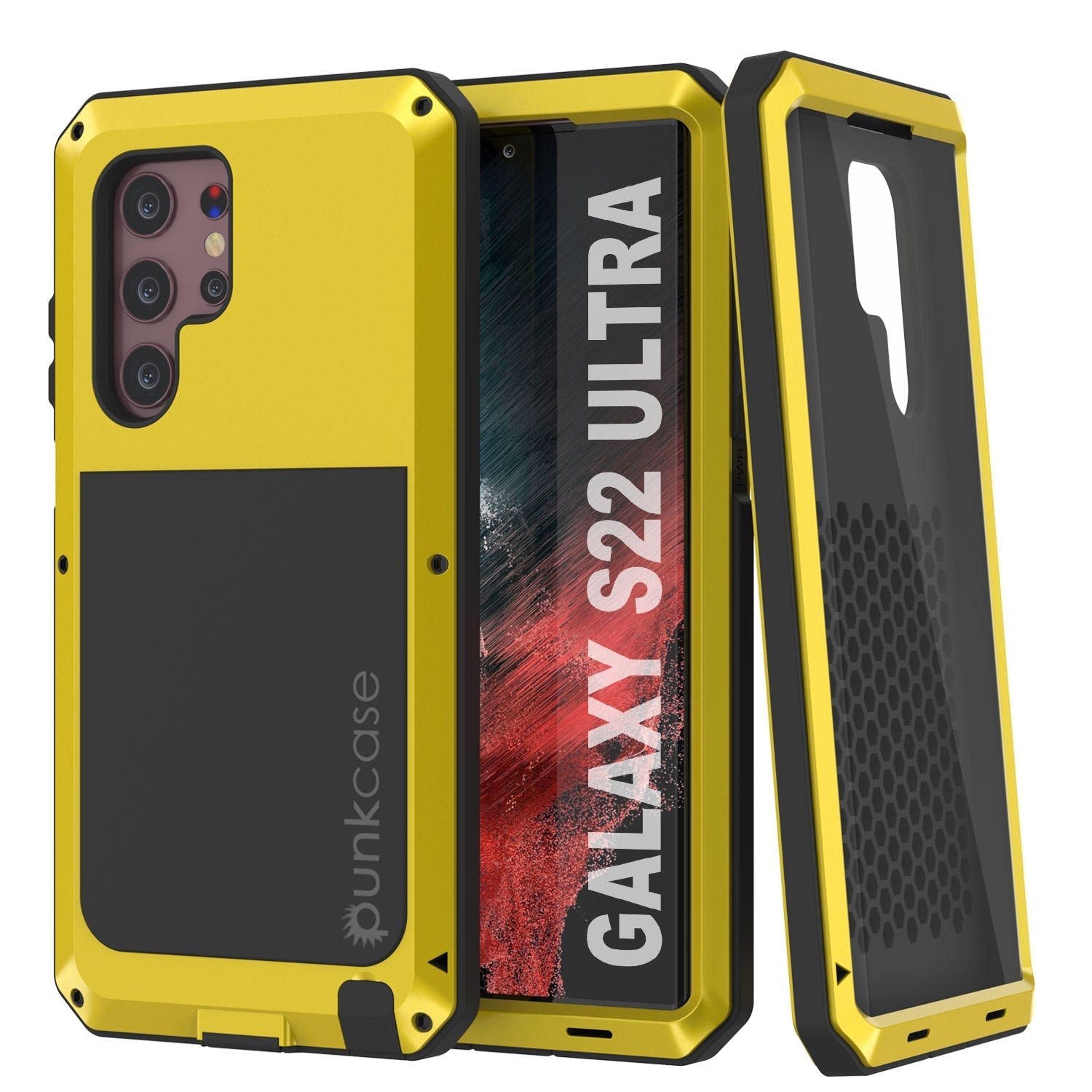 Capa de metal Galaxy S22 Ultra, resistente de grau militar, à prova de balas [Neon]