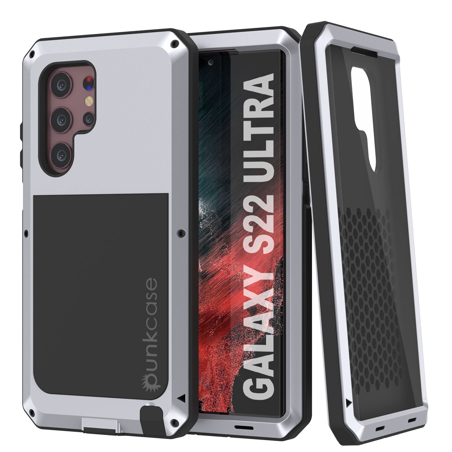 Capa de metal Galaxy S22 Ultra, resistente de grau militar, armadura robusta [Branco]