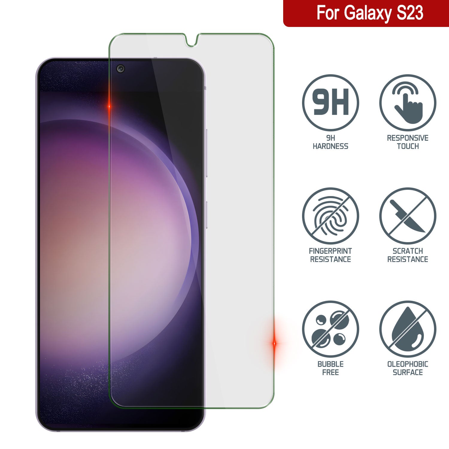 Protetor de tela de vidro temperado Clear Punkcase Glass SHIELD para Galaxy S23, 0,33mm de espessura, vidro 9H