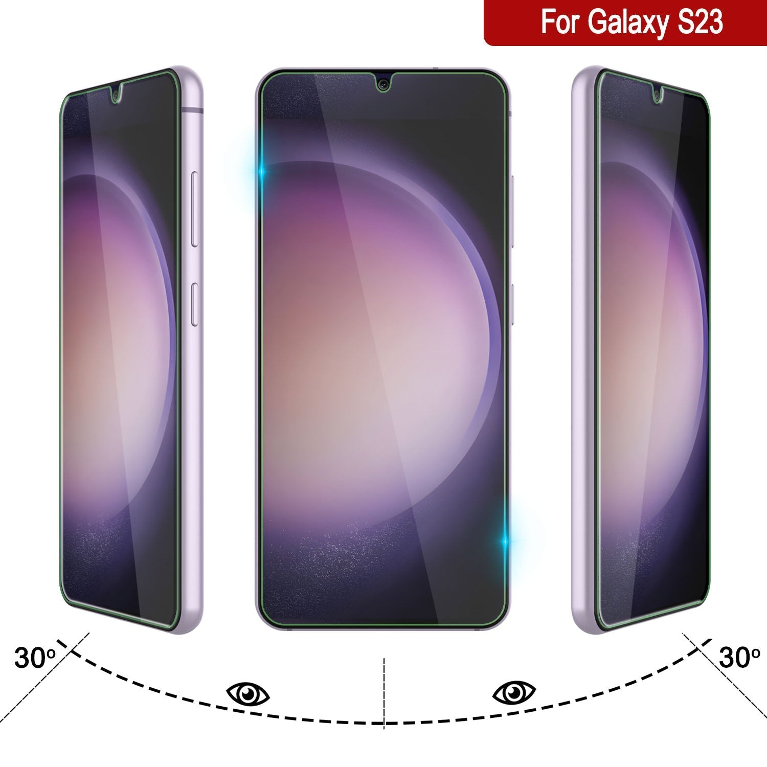 Protetor de tela de vidro temperado Clear Punkcase Glass SHIELD para Galaxy S23, 0,33mm de espessura, vidro 9H