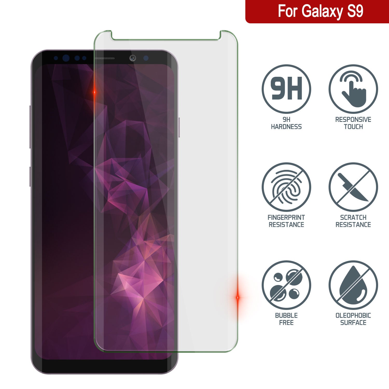 Galaxy S9 Protetor de Tela de Vidro Temperado Branco Punkcase Glass SHIELD, 0,33mm de Espessura, Vidro 9H
