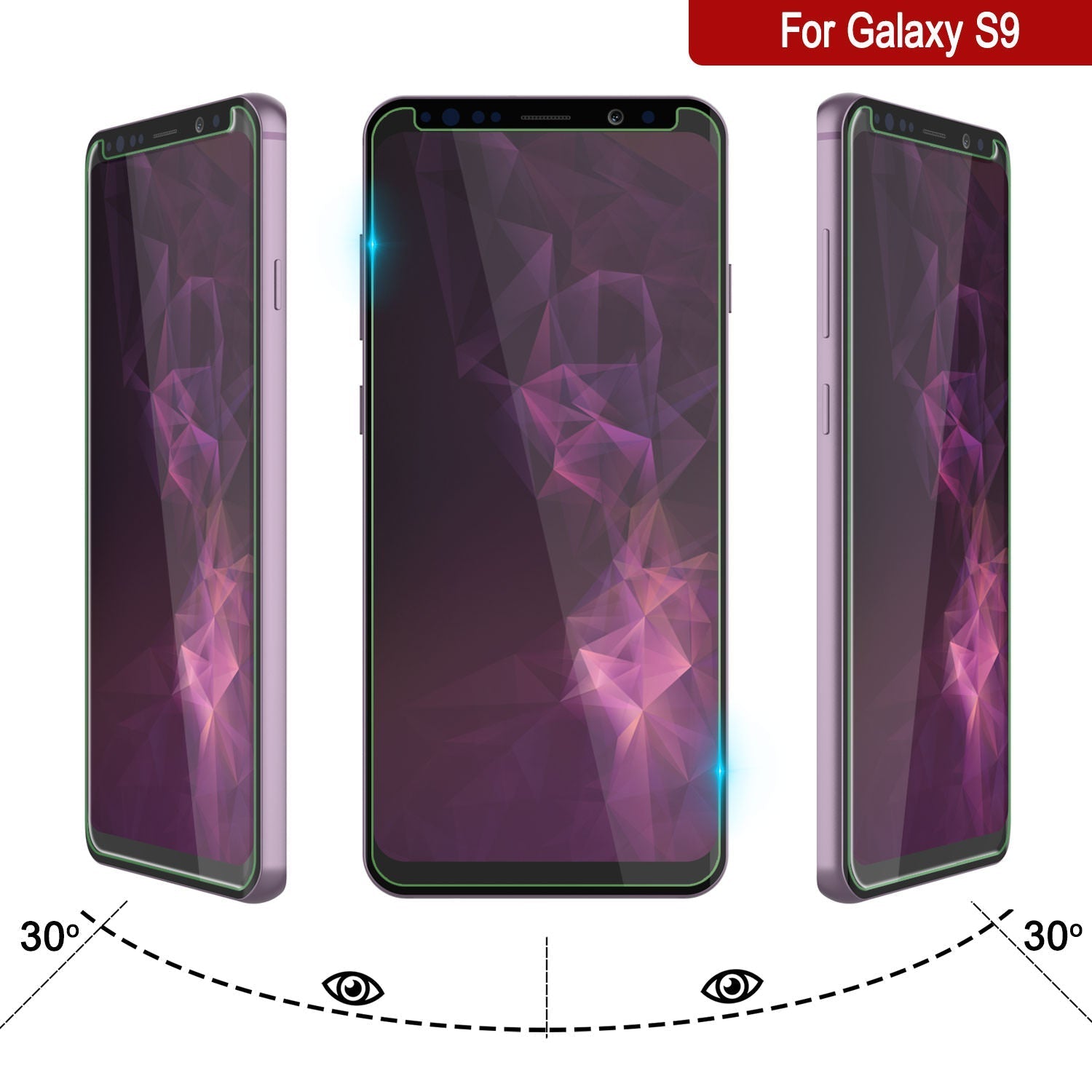 Galaxy S9 Capa de vidro resistente à punkcase Glass SHIELD Protetor de tela de vidro temperado dourado 0,33 mm de espessura 9H Glass