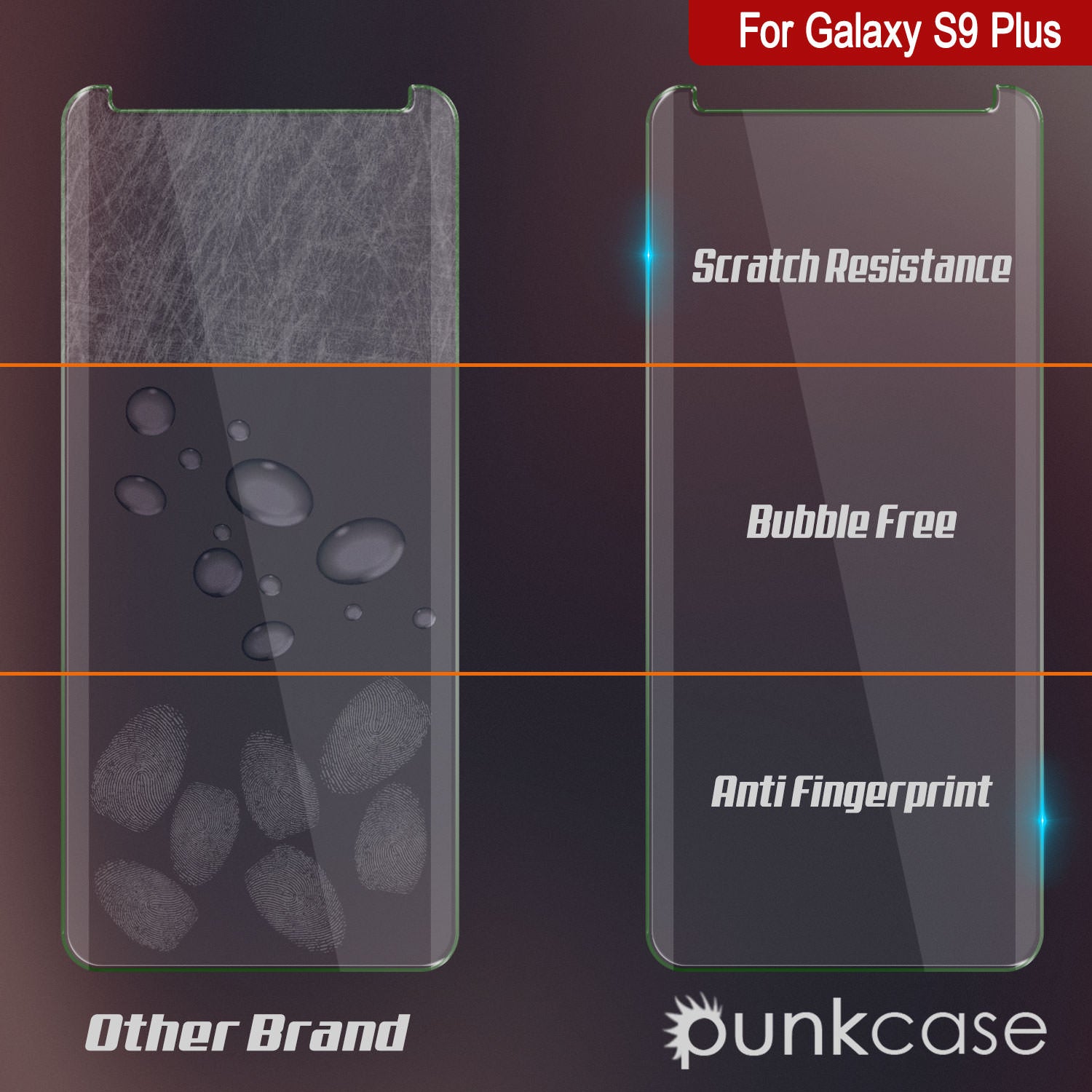 Protetor de tela de vidro temperado Punkcase Clear SHIELD para Galaxy S9+ Plus, vidro temperado de 0,33mm de espessura e resistência 9H