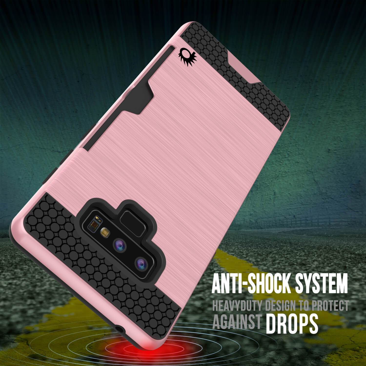 Galaxy Note 9 Case, PUNKcase [SLOT Series] Slim Fit  Samsung Note 9 [Rose Gold] (Color in image: Black)