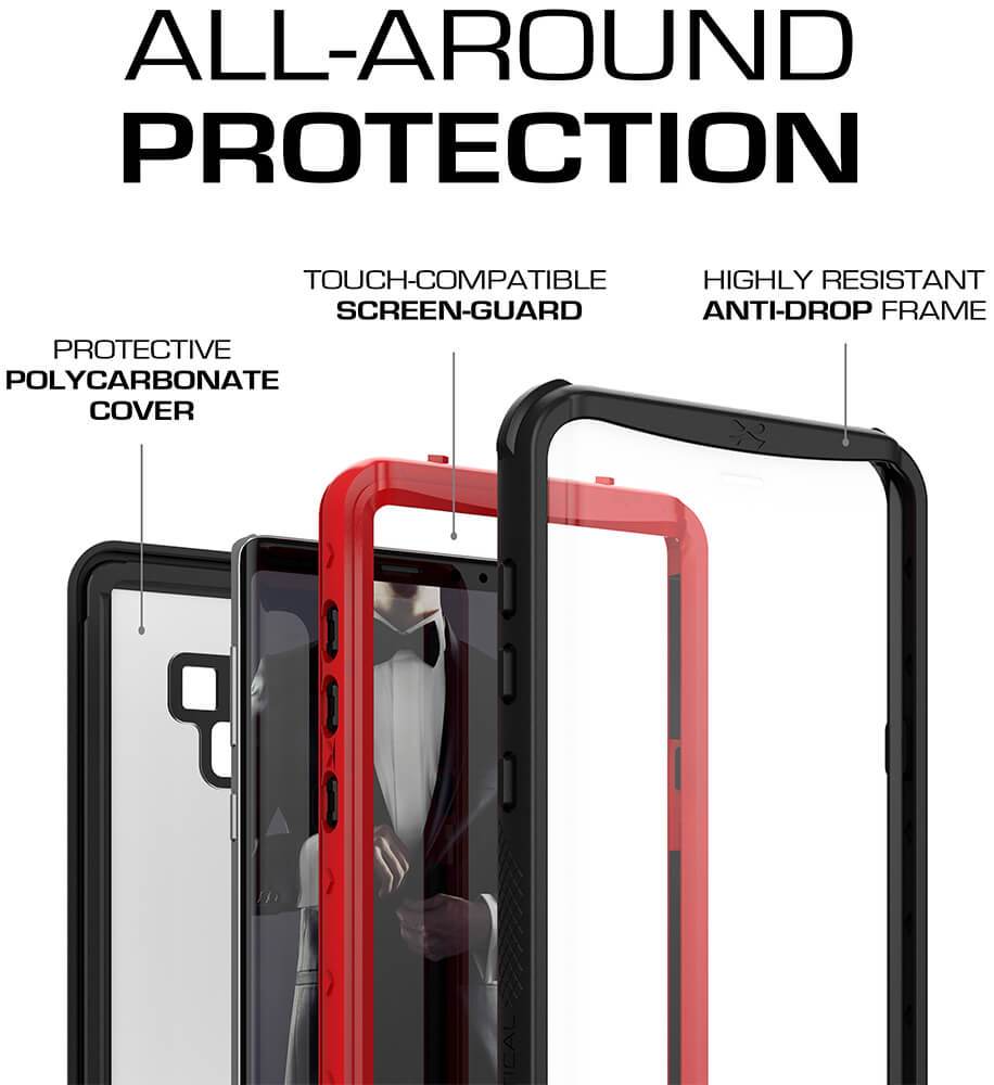 Galaxy Note 9, Ghostek Nautical Waterproof Case Full Body TPU Cover [Shockproof] | Black 