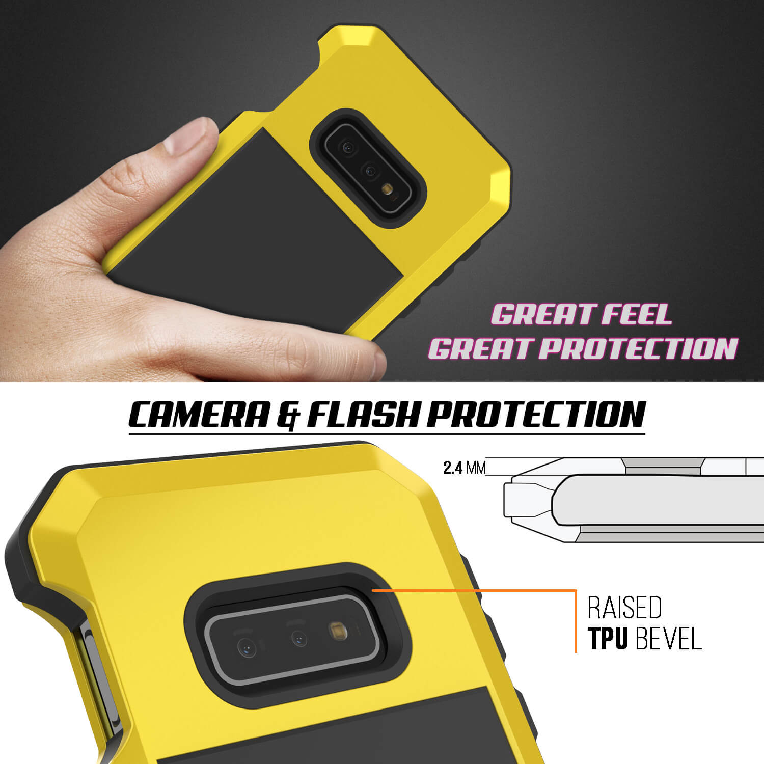 Galaxy S10+ Plus Metal Case, Heavy Duty Military Grade Rugged Armor Cover [Neon] (Color in image: Black)