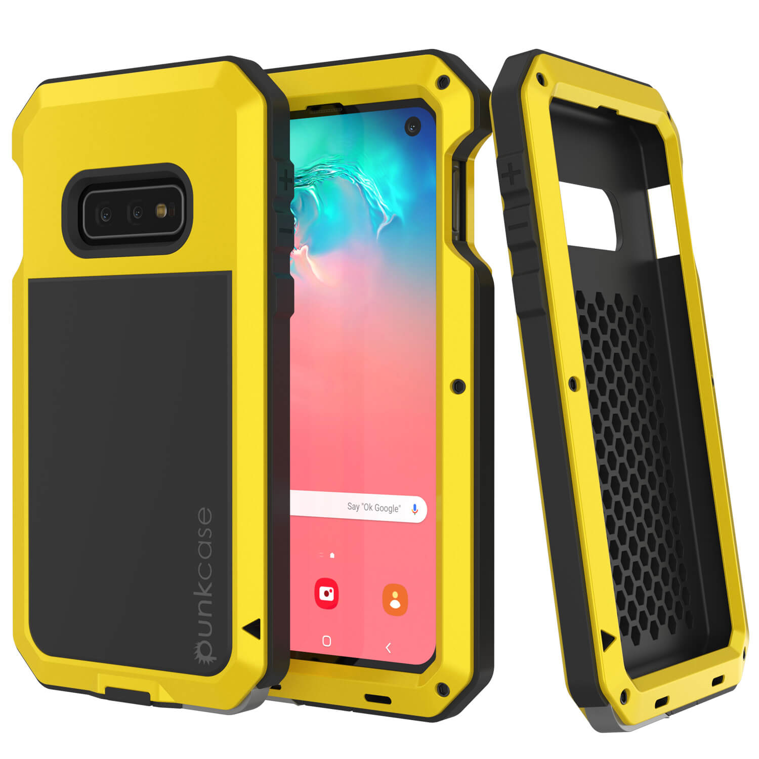 Capa de metal Galaxy S10+ Plus, resistente de grau militar, armadura robusta [Neon]