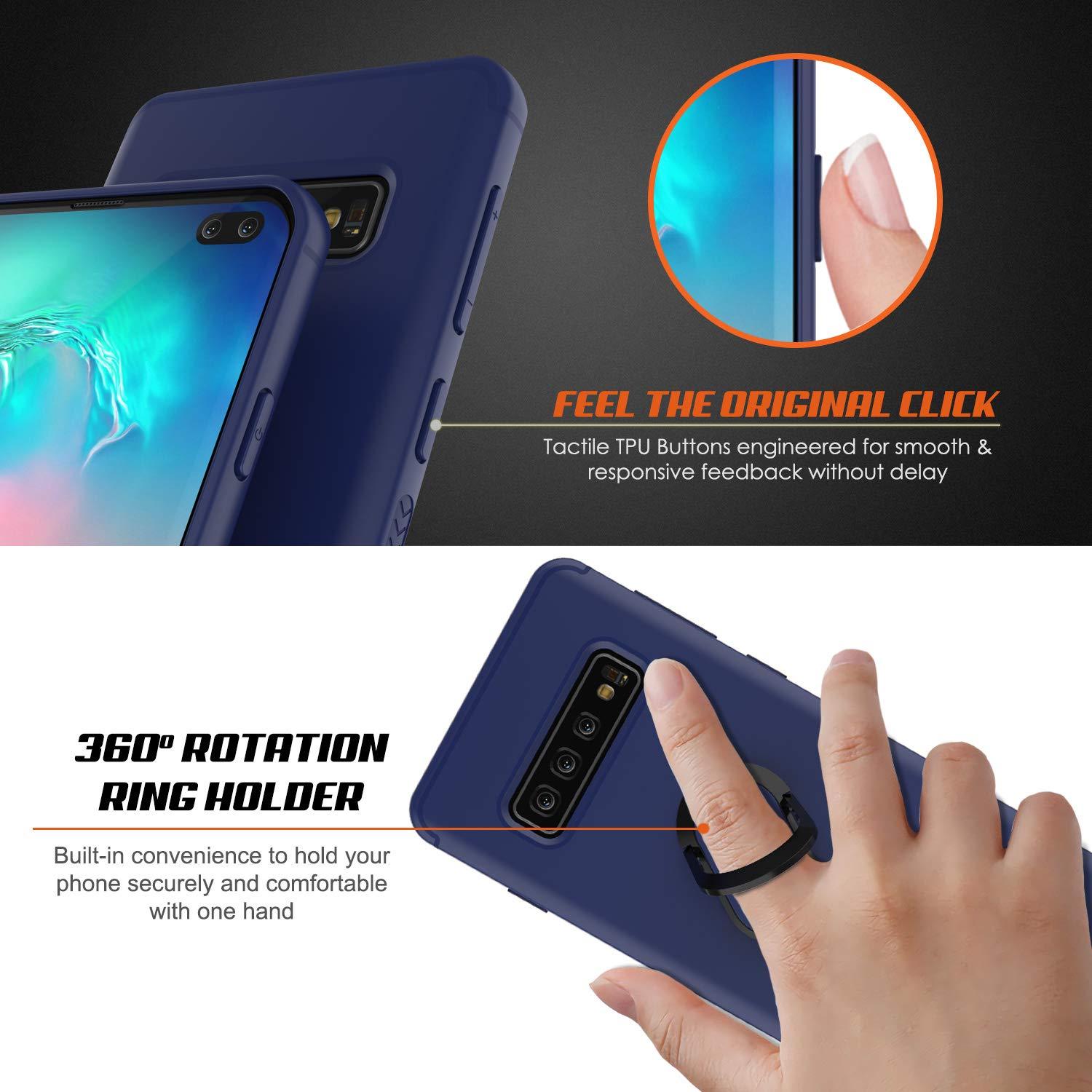 Galaxy S10+ Plus, Punkcase Magnetix Protective TPU Cover W/ Kickstand, Sceen Protector[Blue] (Color in image: red)