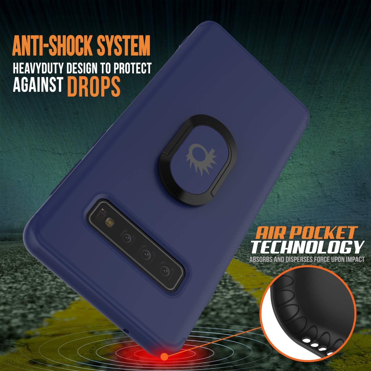 Galaxy S10+ Plus, Punkcase Magnetix Protective TPU Cover W/ Kickstand, Sceen Protector[Blue] 