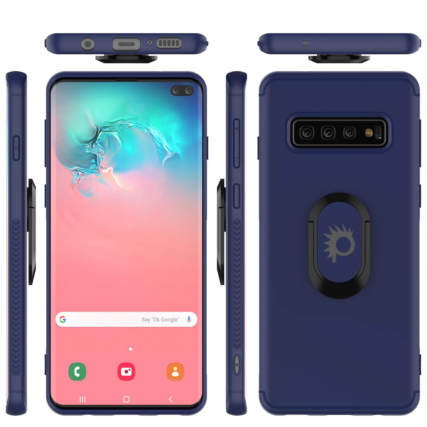 Galaxy S10+ Plus, Punkcase Magnetix Protective TPU Cover W/ Kickstand, Sceen Protector[Blue] 