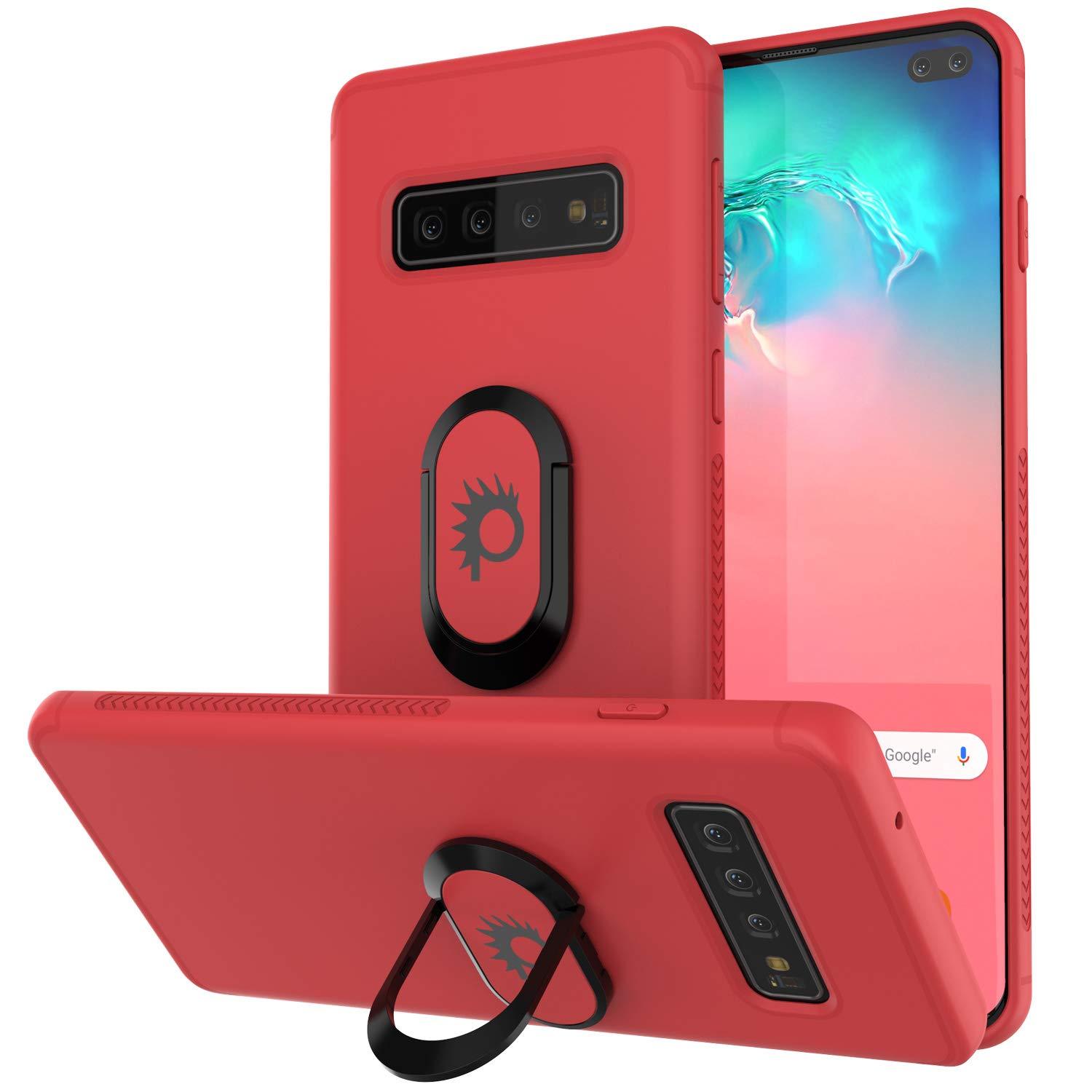 Galaxy S10+ Plus, Capa Protetora TPU Punkcase Magnetix com Suporte e Protetor de Tela [Vermelho]