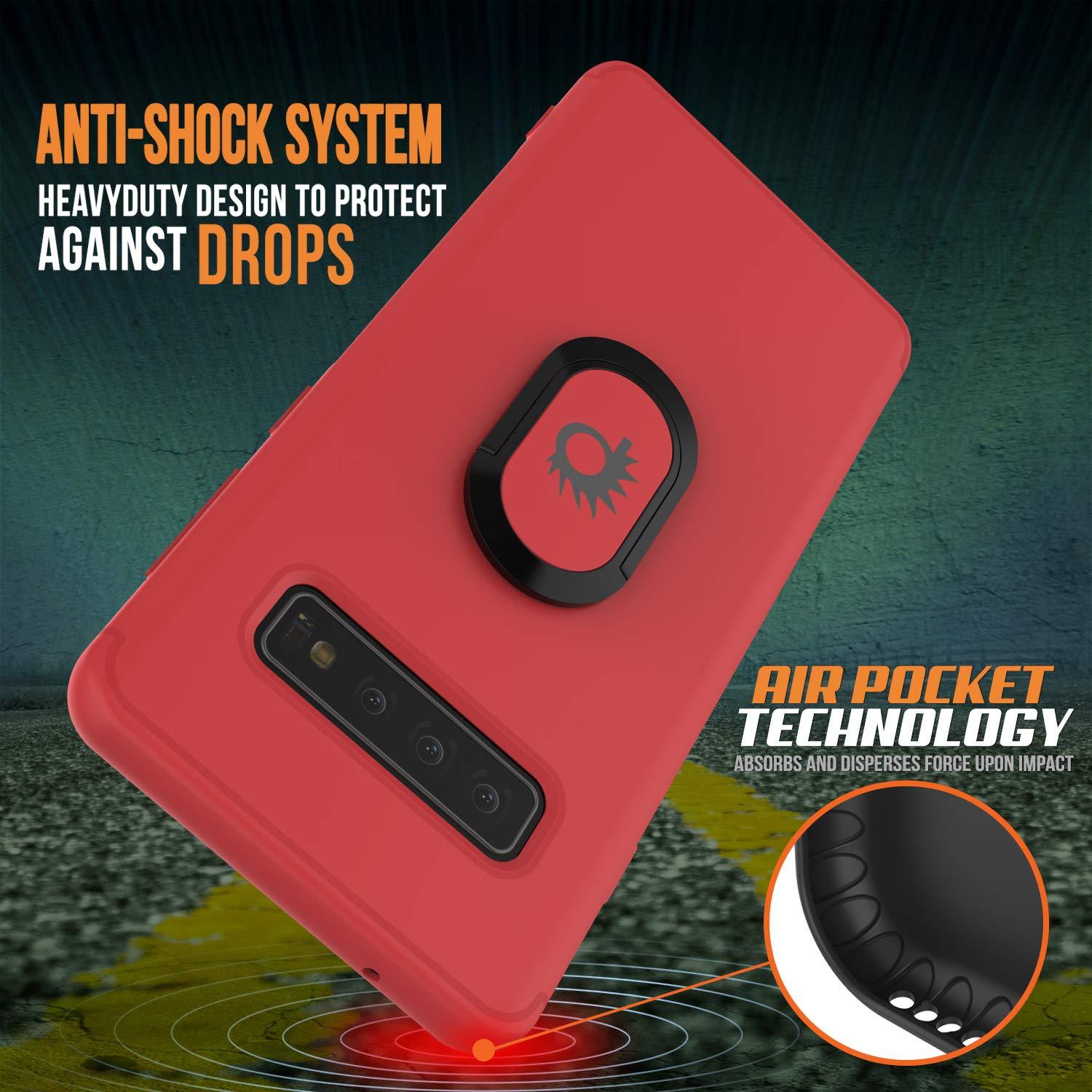 Galaxy S10+ Plus, Punkcase Magnetix Protective TPU Cover W/ Kickstand, Sceen Protector[Red] 