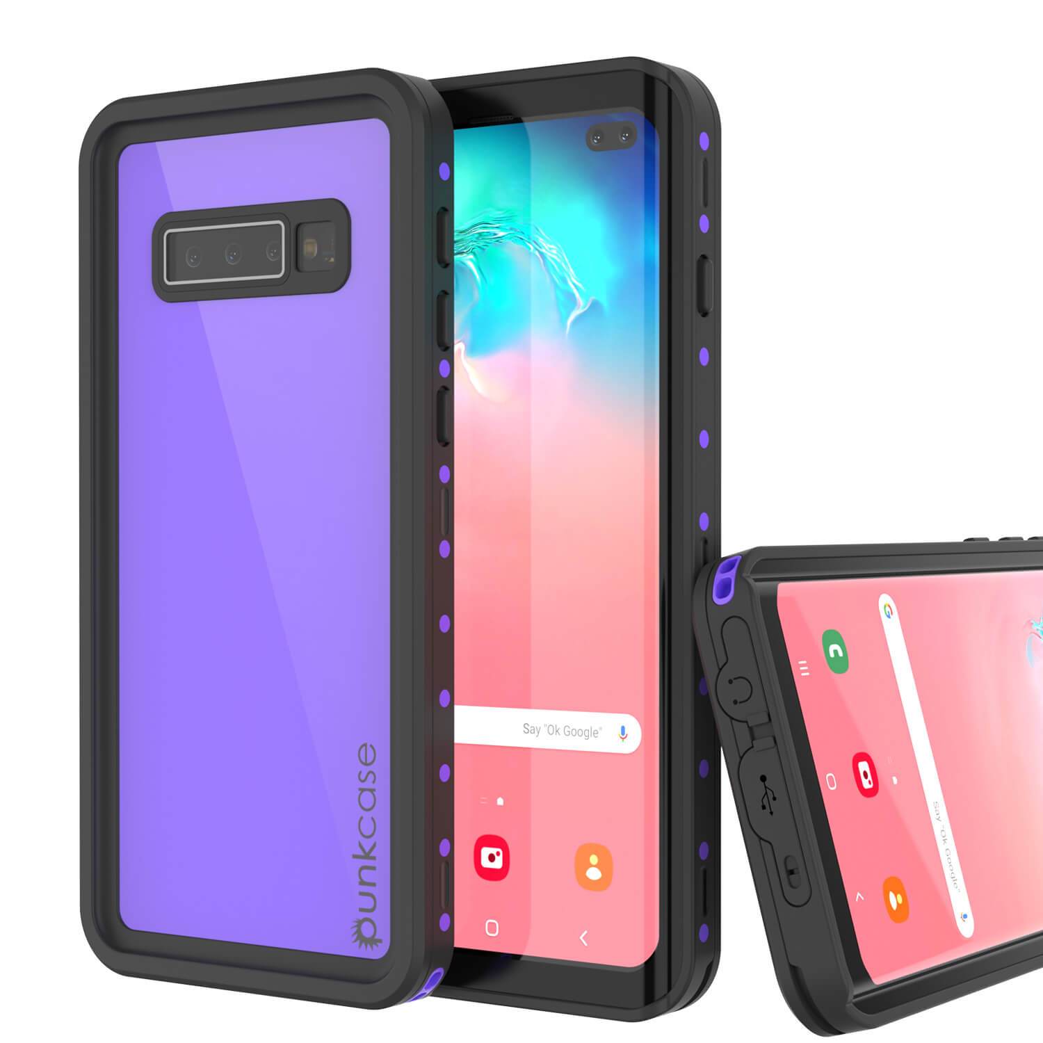 Capa à prova d'água PunkCase StudStar Galáxia S10+ Plus Roxa fina 6.6ft à prova de água IP68 à prova de choque/neve subaquática