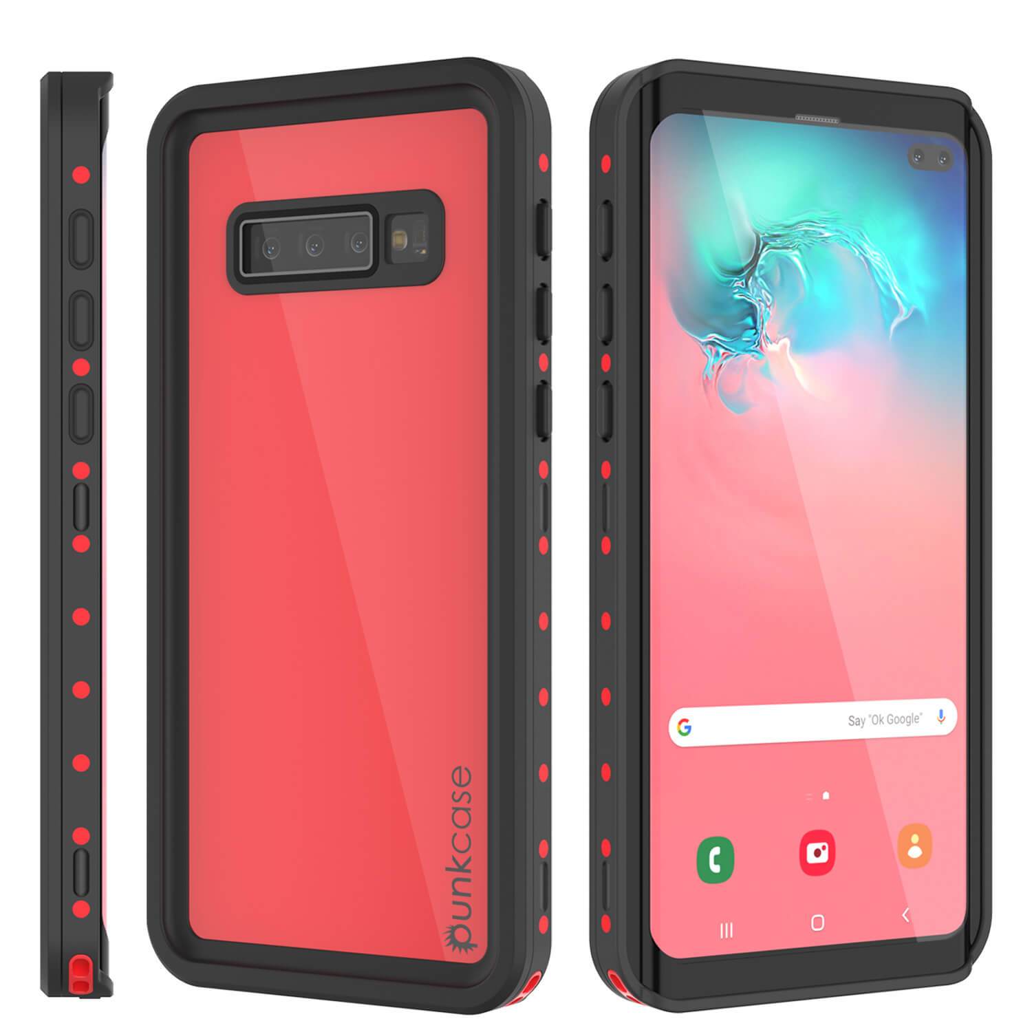 Galaxy S10+ Plus Waterproof Case PunkCase StudStar Red Thin 6.6ft Underwater IP68 Shock/Snow Proof (Color in image: black)