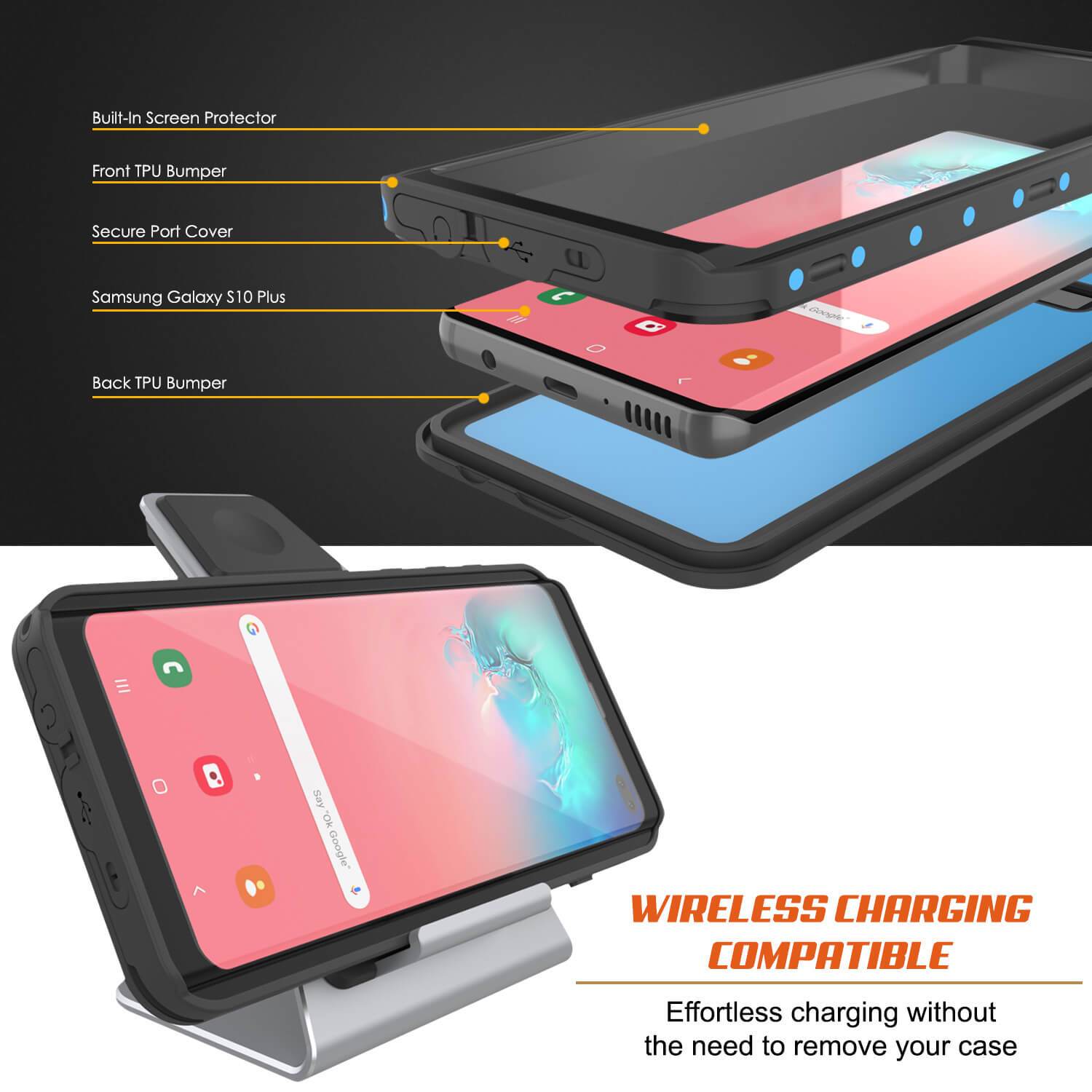 Galaxy S10+ Plus Waterproof Case PunkCase StudStar Light Blue Thin 6.6ft Underwater IP68 ShockProof (Color in image: white)