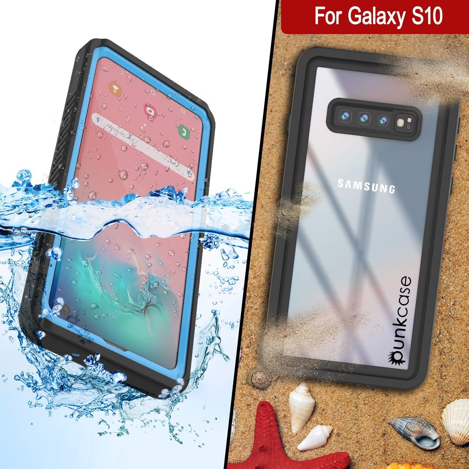 Galaxy S10+ Plus Water/Shock/Snow/dirt proof Slim Case [Light Blue] (Color in image: Black)