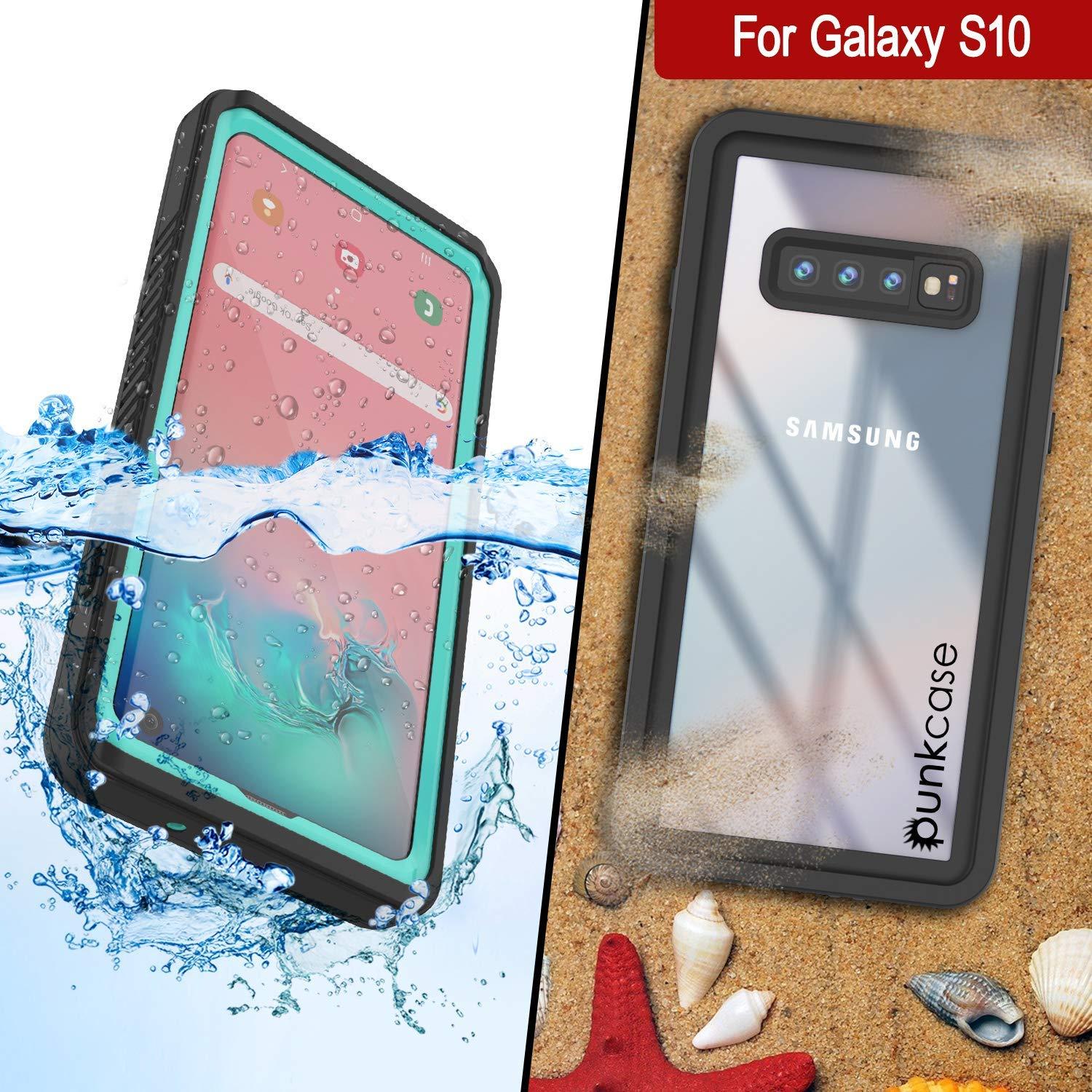 Galaxy S10+ Plus Water/Shock/Snowproof | Screen Protector Case [Teal] (Color in image: Red)