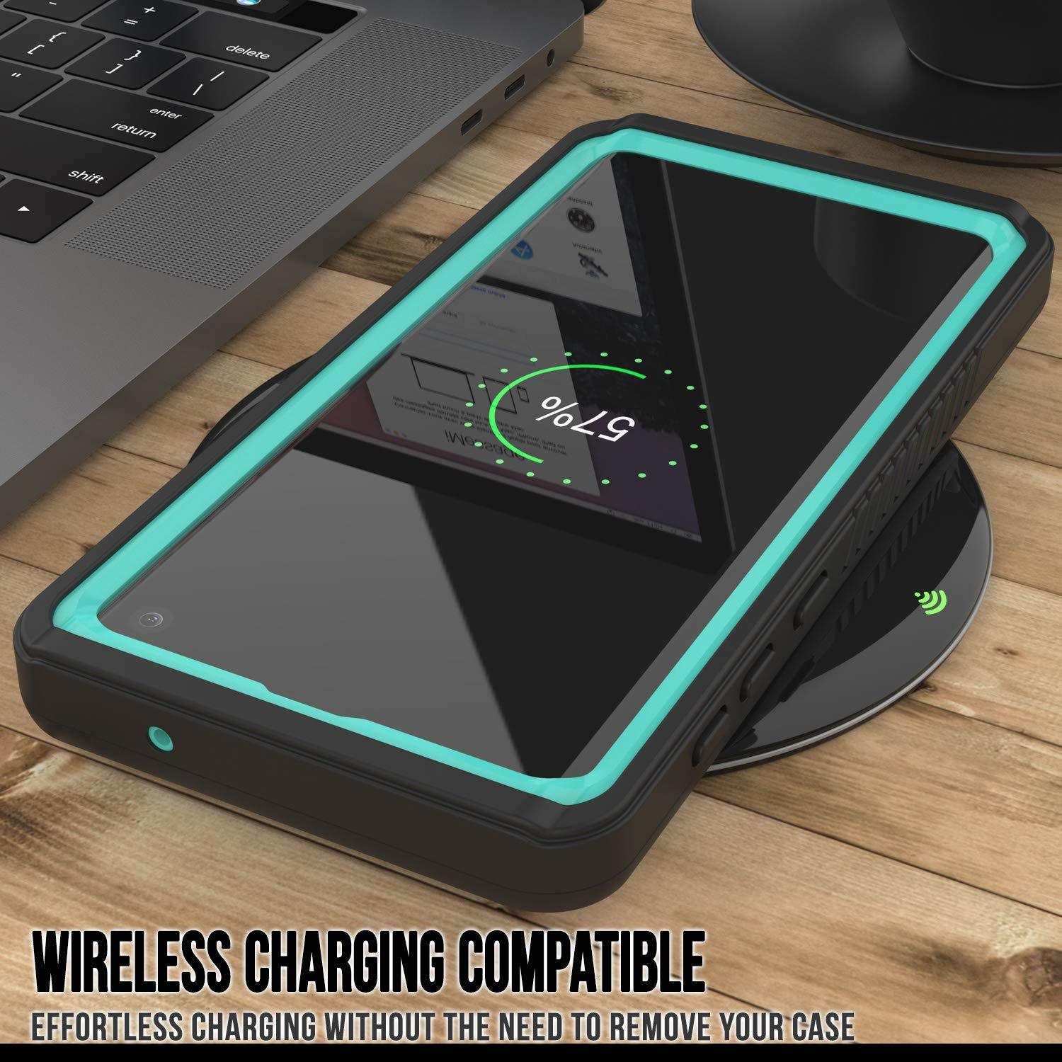 Galaxy S10+ Plus Water/Shock/Snowproof | Screen Protector Case [Teal] (Color in image: Black)