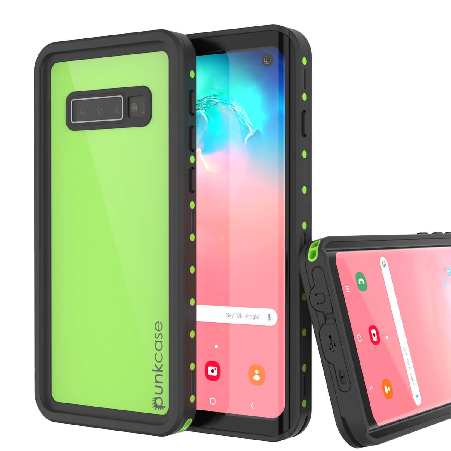 Capa à prova d'água Galaxy S10 PunkCase StudStar Light Green Fina 6.6ft IP68 à prova de choque subaquática