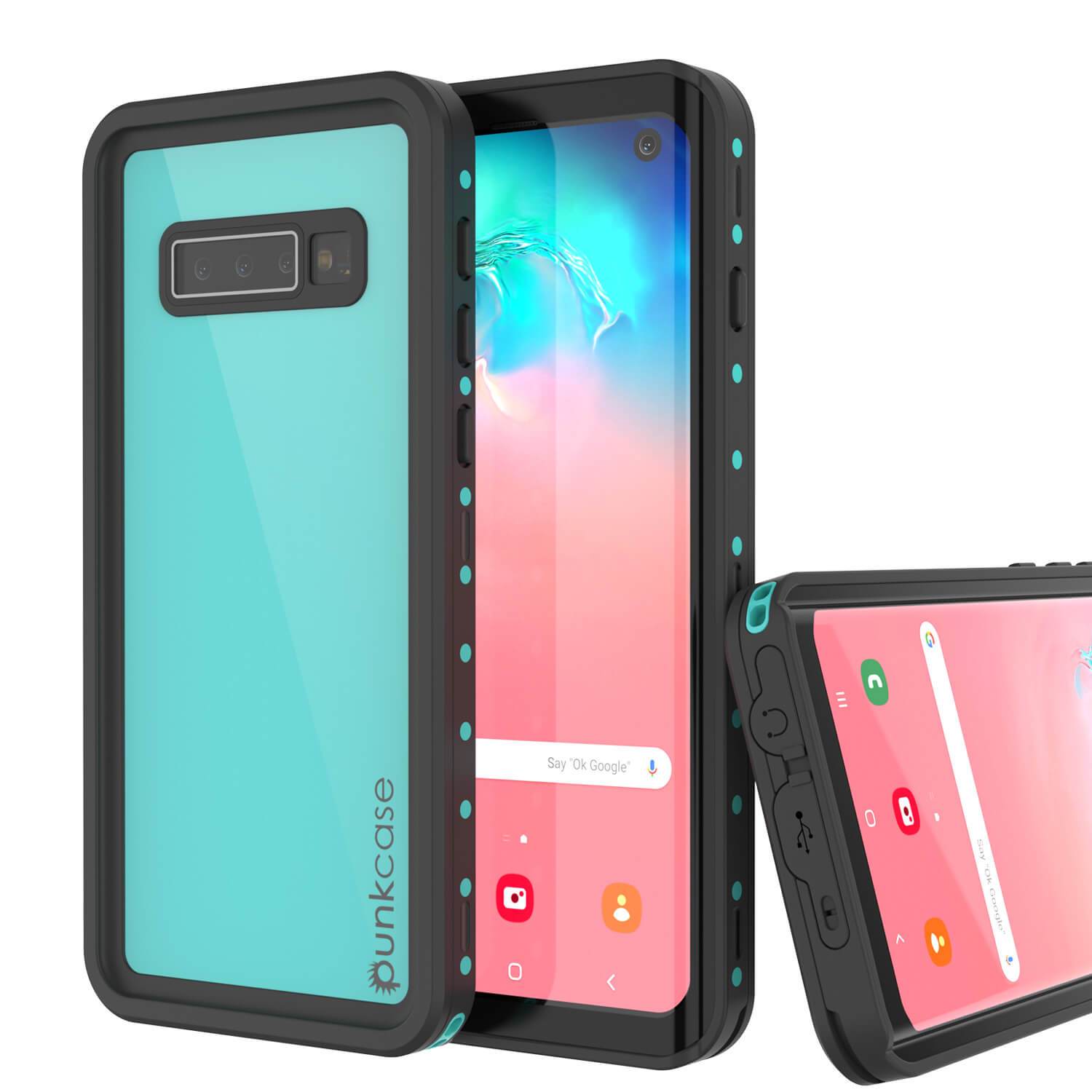 Capa à prova d'água Galaxy S10 PunkCase StudStar Teal Fina 6.6ft IP68 à prova de choque/neve subaquática