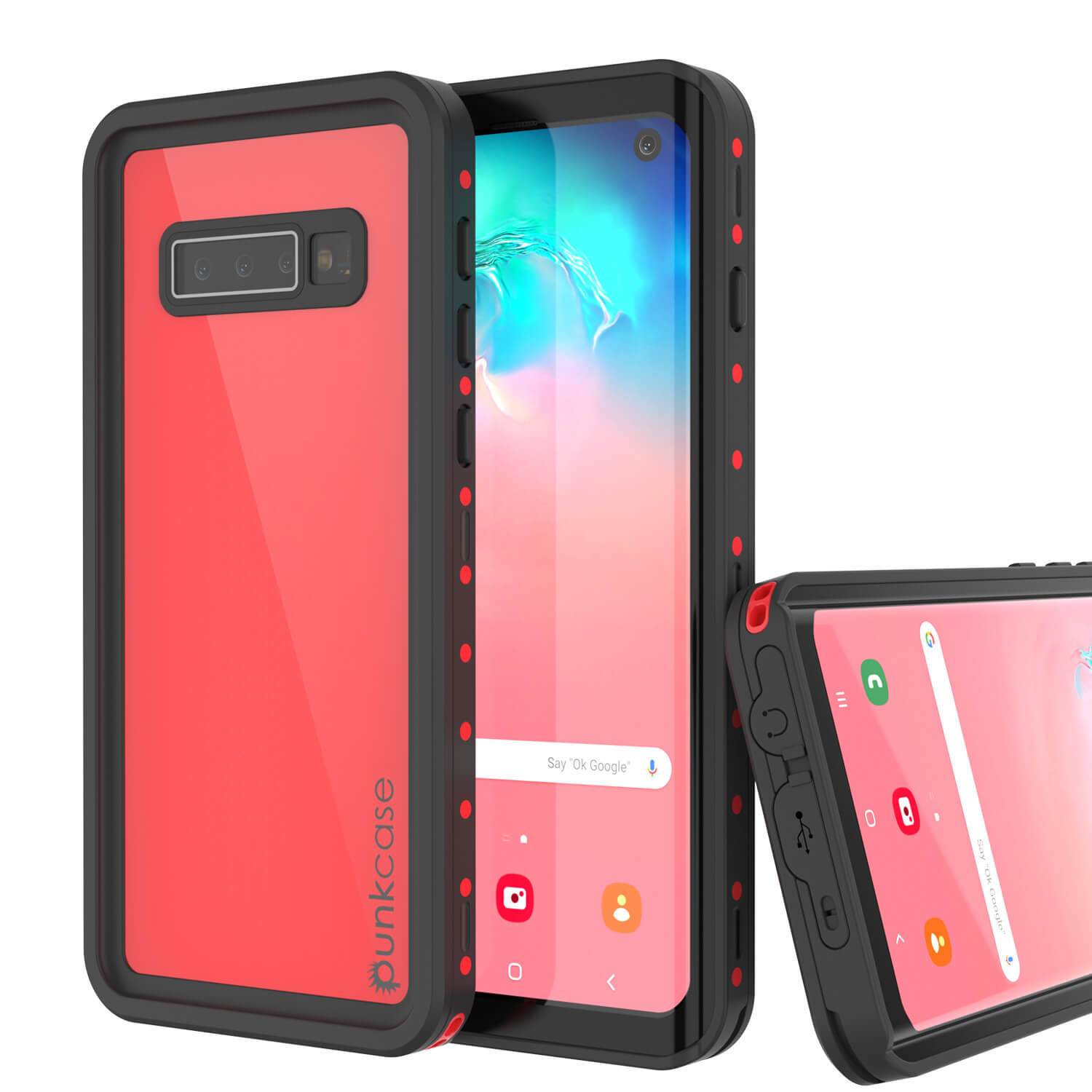 Capa à Prova d'Água Galaxy S10 PunkCase StudStar Vermelha Fina 6.6ft Subaquática IP68 À Prova de Choque/Neve