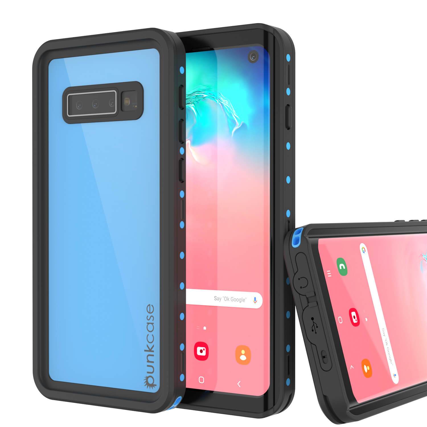 Capa à prova d'água Galaxy S10 PunkCase StudStar Light Blue Thin 6.6ft IP68 à prova de choque subaquática