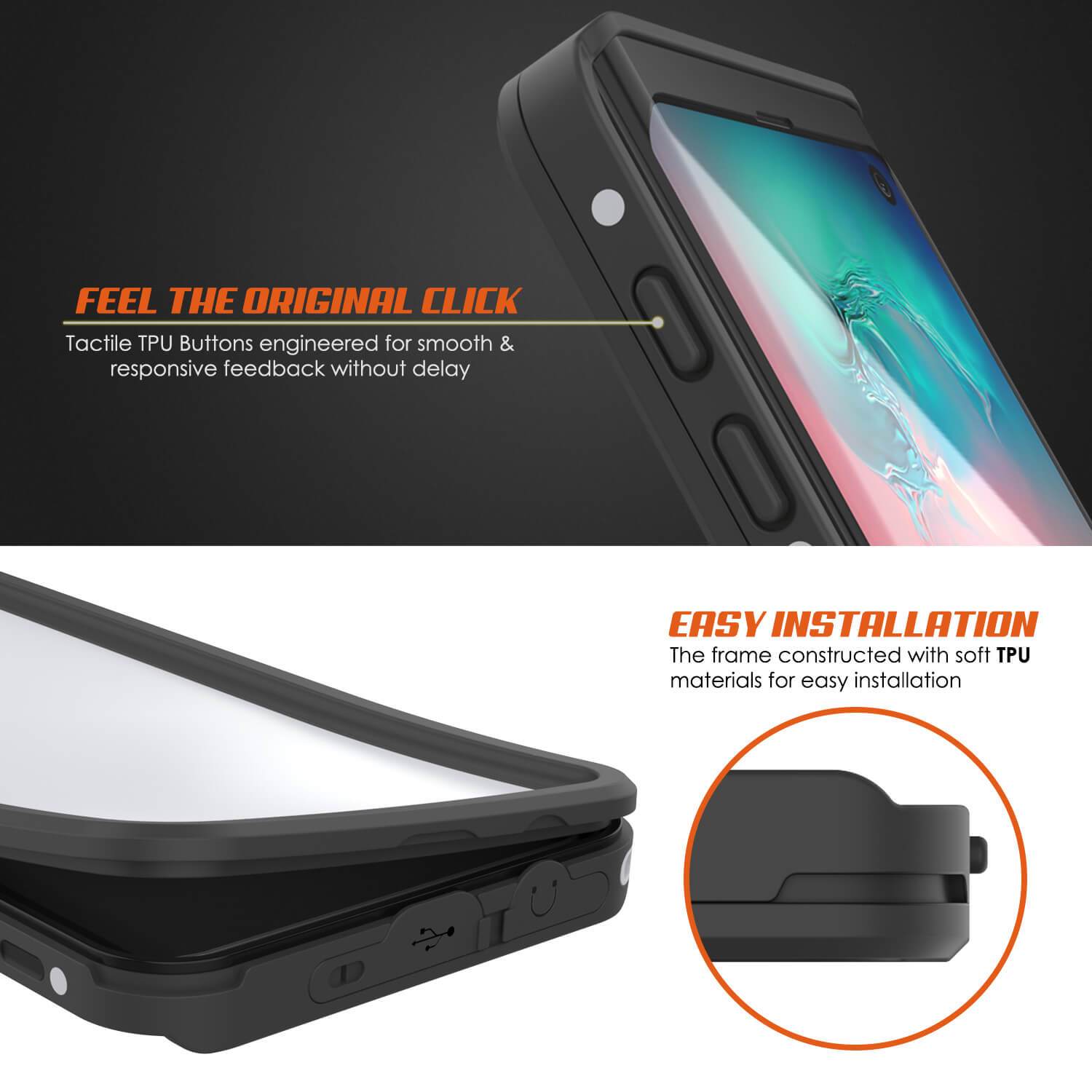 Galaxy S10 Waterproof Case, Punkcase StudStar White Thin 6.6ft Underwater IP68 Shock/Snow Proof (Color in image: light blue)