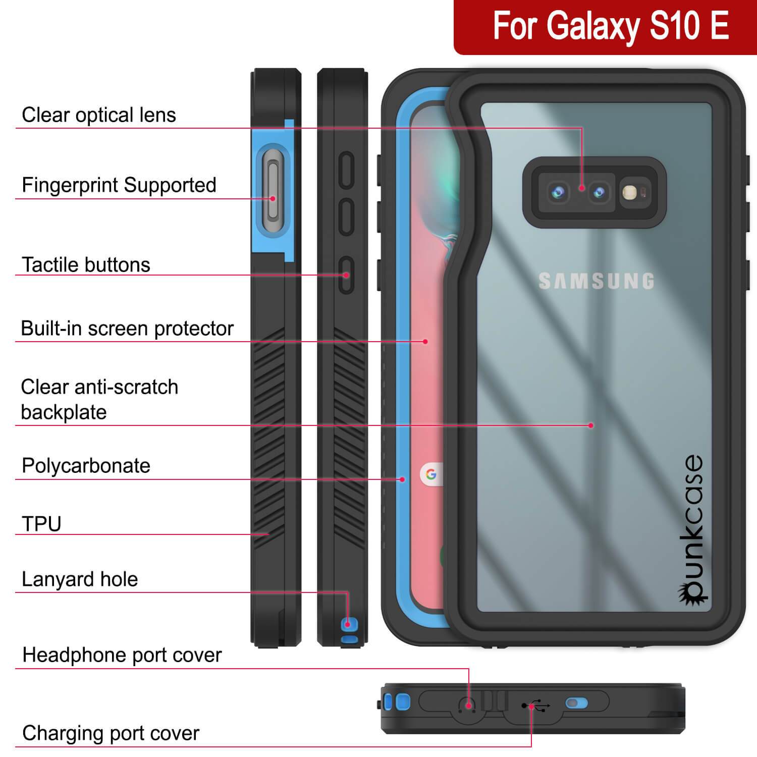 Galaxy S10 Water/Shock/Snow/dirt proof Slim Case [Light Blue] (Color in image: White)