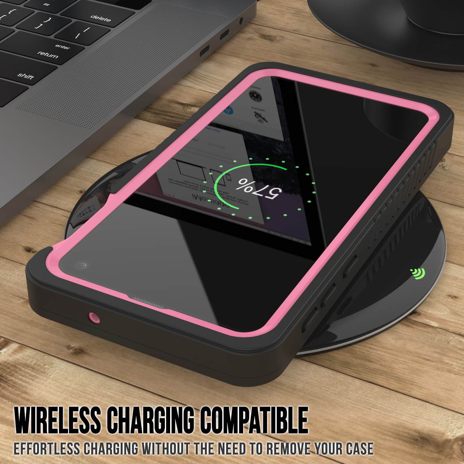 Galaxy S10 Water/Shock/Snowproof Slim Screen Protector Case [Pink] (Color in image: Teal)
