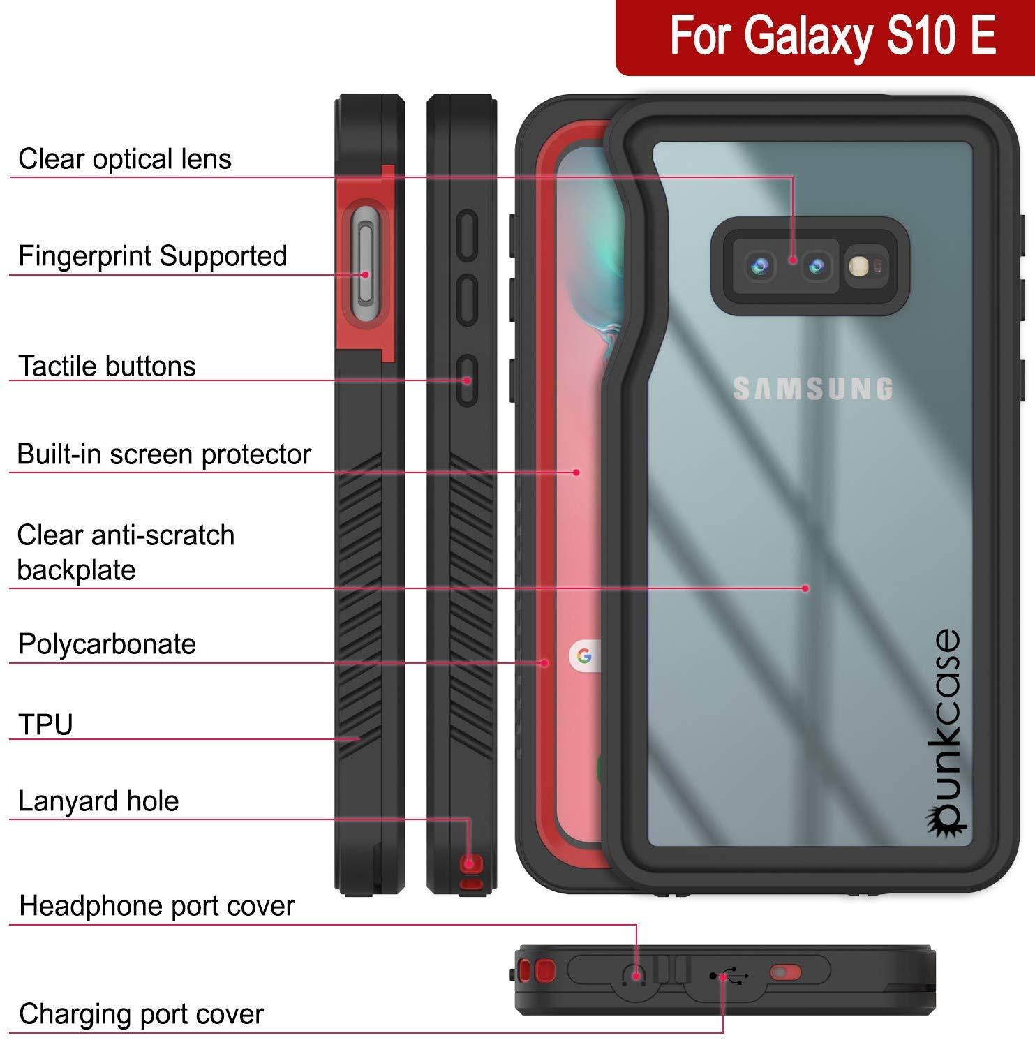 Galaxy S10 Water/Shock/Snowproof Slim Screen Protector Case [Red] (Color in image: Light blue)