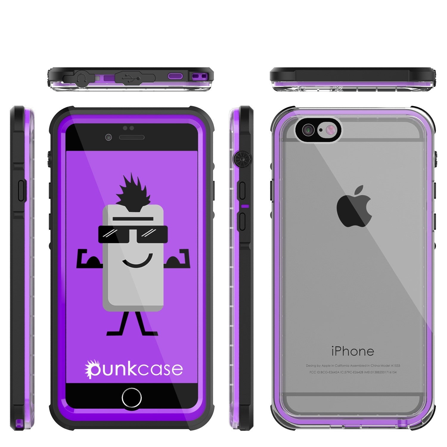 Capa à Prova d'Água para iPhone 6/6S, PUNKcase CRYSTAL Roxo com Protetor de Tela acoplado | Garantia