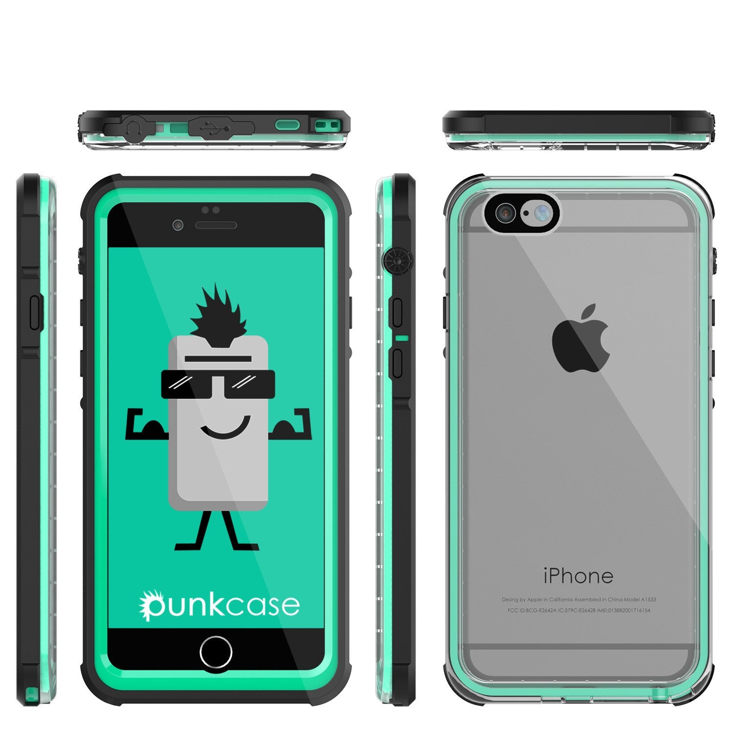 Capa à prova d'água para iPhone 6+/6S+ Plus, Capinha de PUNKCASE CRISTAL Teal com Protetor de Tela Anexado | Garantia