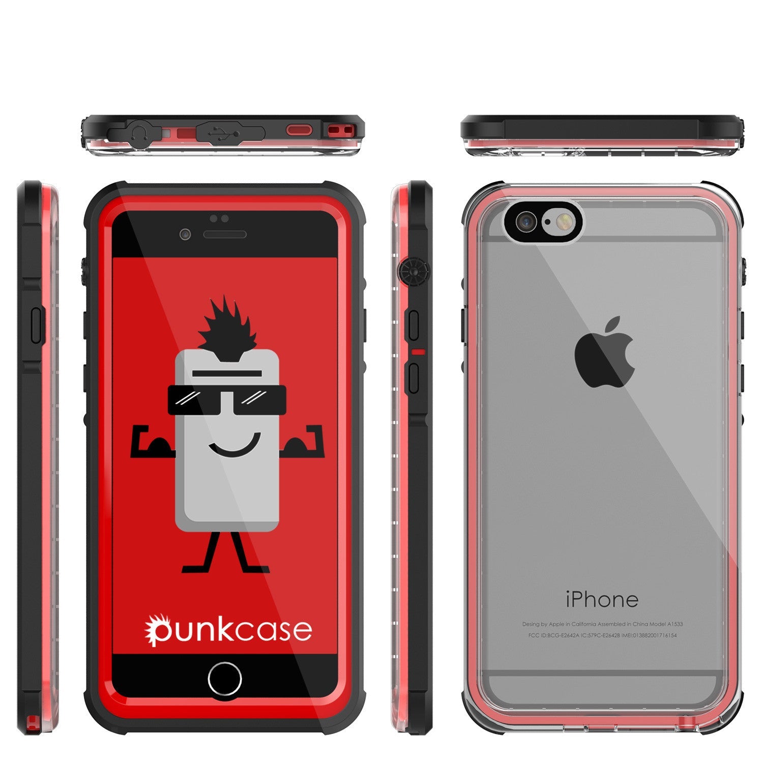 Capa à prova d'água iPhone 6/6S, PUNKcase CRYSTAL Vermelha com Protetor de Tela Acoplado | Garantia