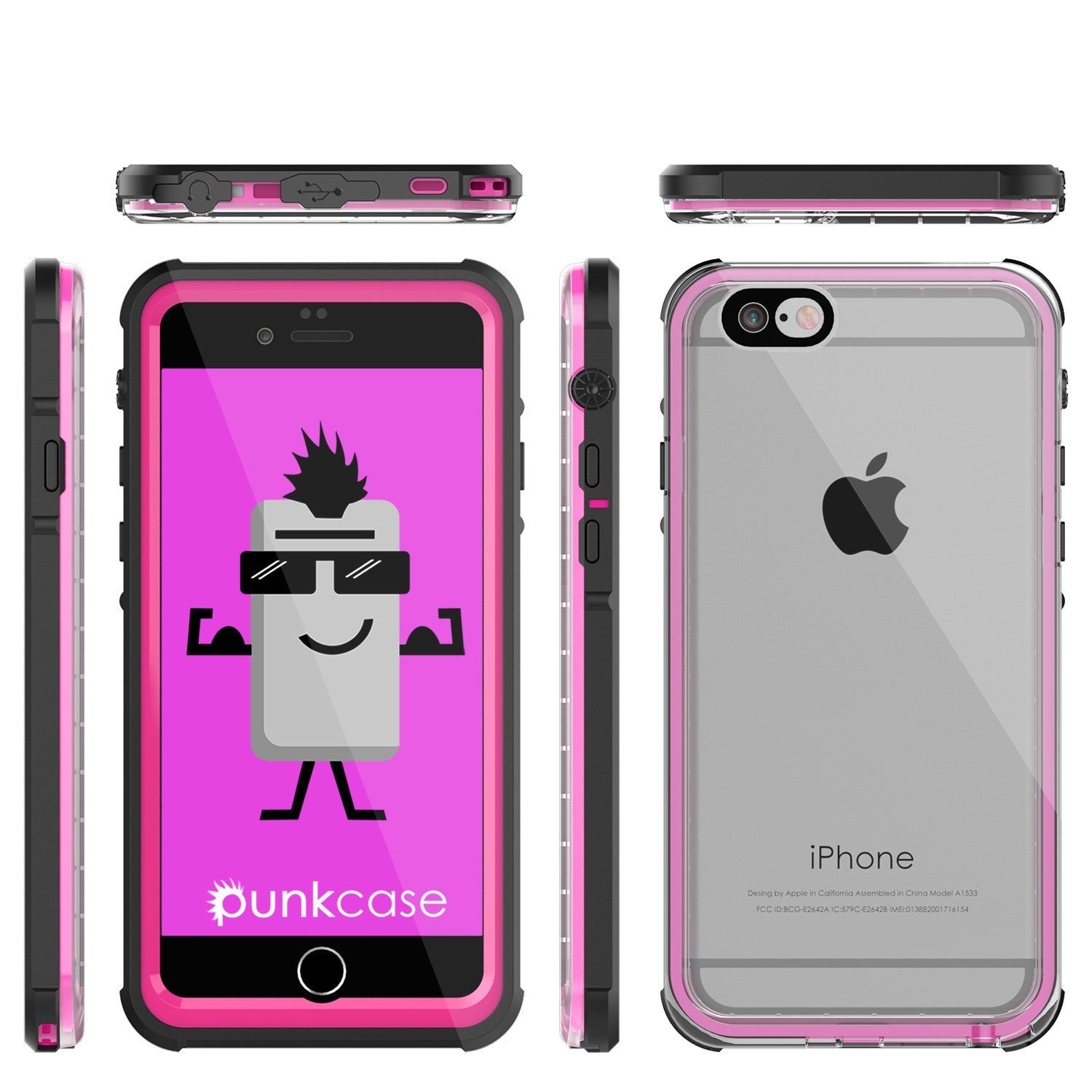 Capa à prova d'água para iPhone 6+/6S+ Plus, Capa CRYSTAL Rosa da PUNKcase com Protetor de Tela Acoplado | Garantia