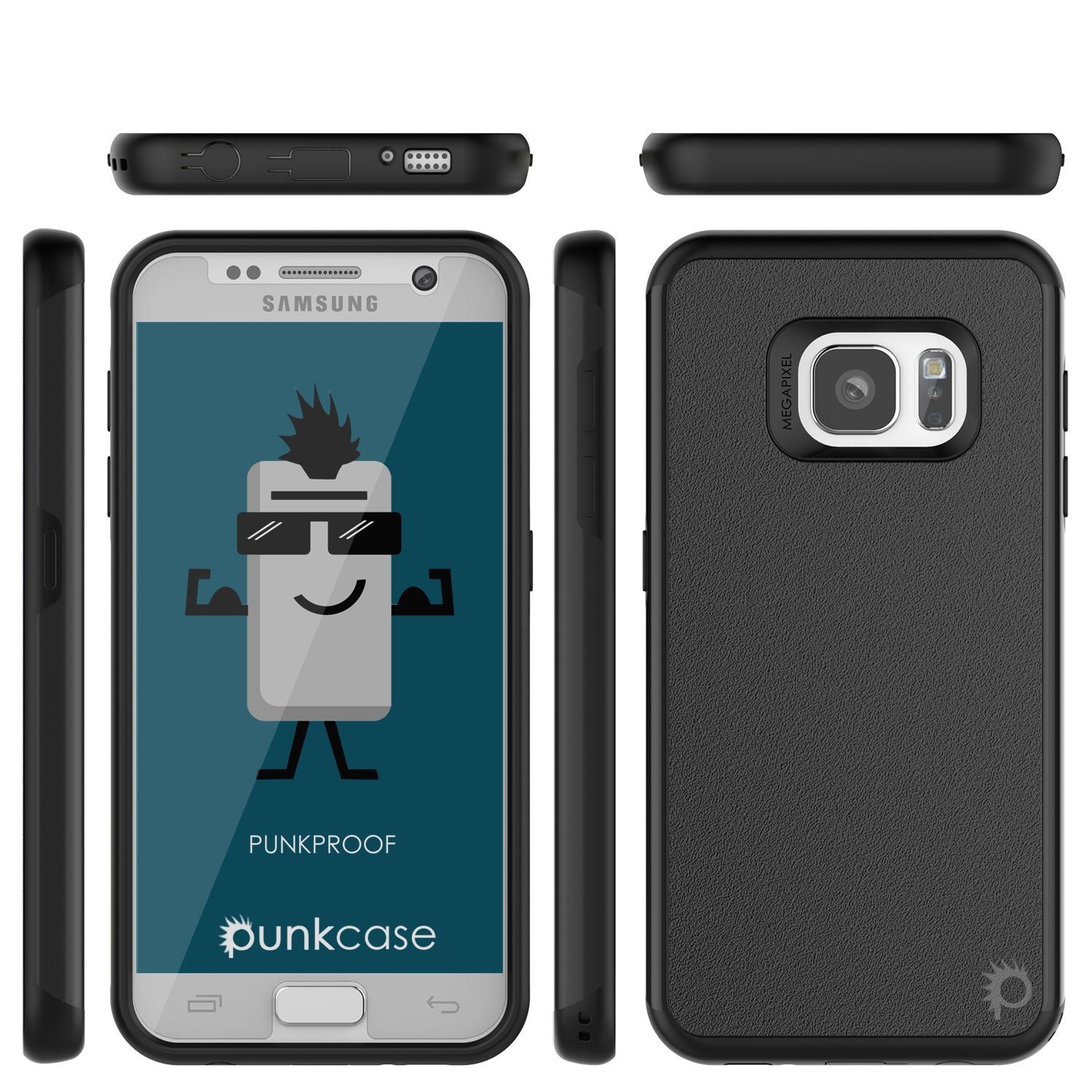 Galaxy s7 Case PunkCase Galactic Black Series Slim Armor Soft Cover Case w/ Tempered Glass (Color in image: silver)