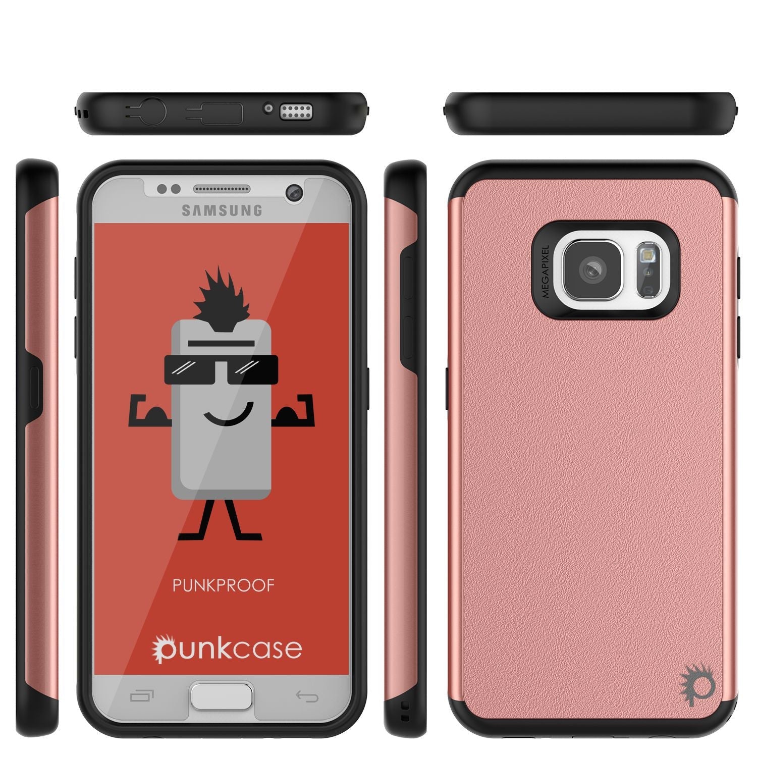 Galaxy s7 Case PunkCase Galactic Rose Gold Series Slim Armor Soft Cover Case w/ Tempered Glass (Color in image: pink)