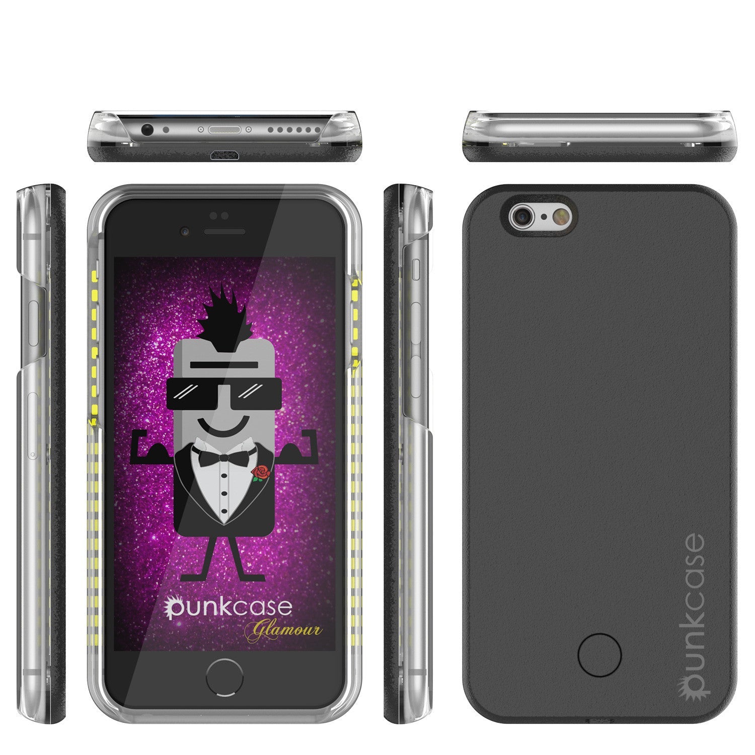 iPhone 6/6S Punkcase LED Light Case Light Illuminated Case, Black for Apple W/  Battery Power Bank (Color in image: white)
