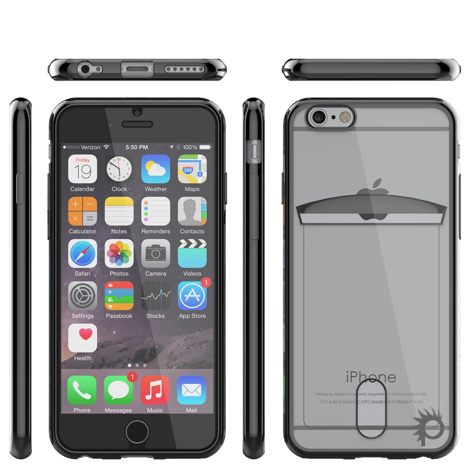 iPhone 6s+ Plus/6+ Plus Case, PUNKCASE® LUCID Black Series | Card Slot | SHIELD Screen Protector (Color in image: Silver)
