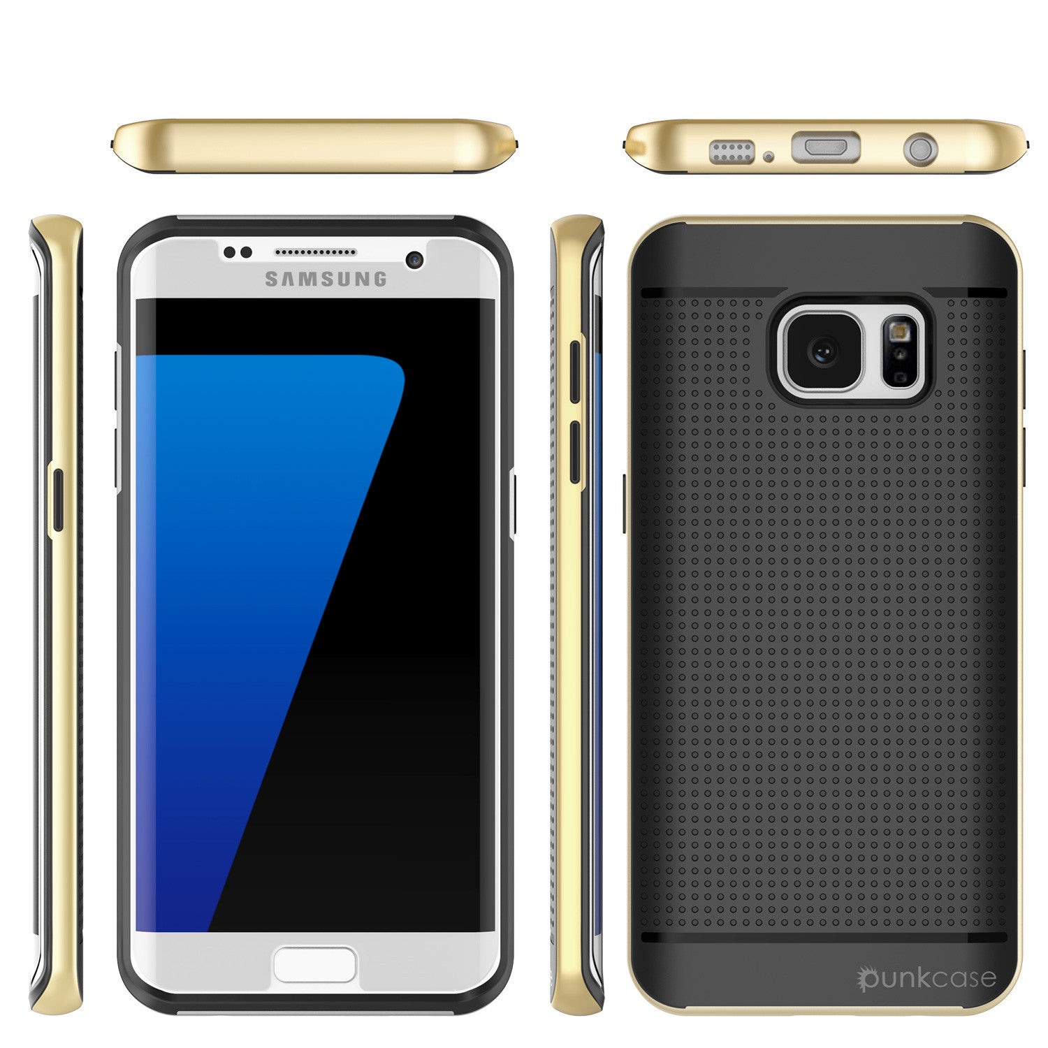 Galaxy S7 Edge Case, PunkCase STEALTH GOLD Series Hybrid 3-Piece Shockproof Dual Layer Cover (Color in image: Navy Blue)