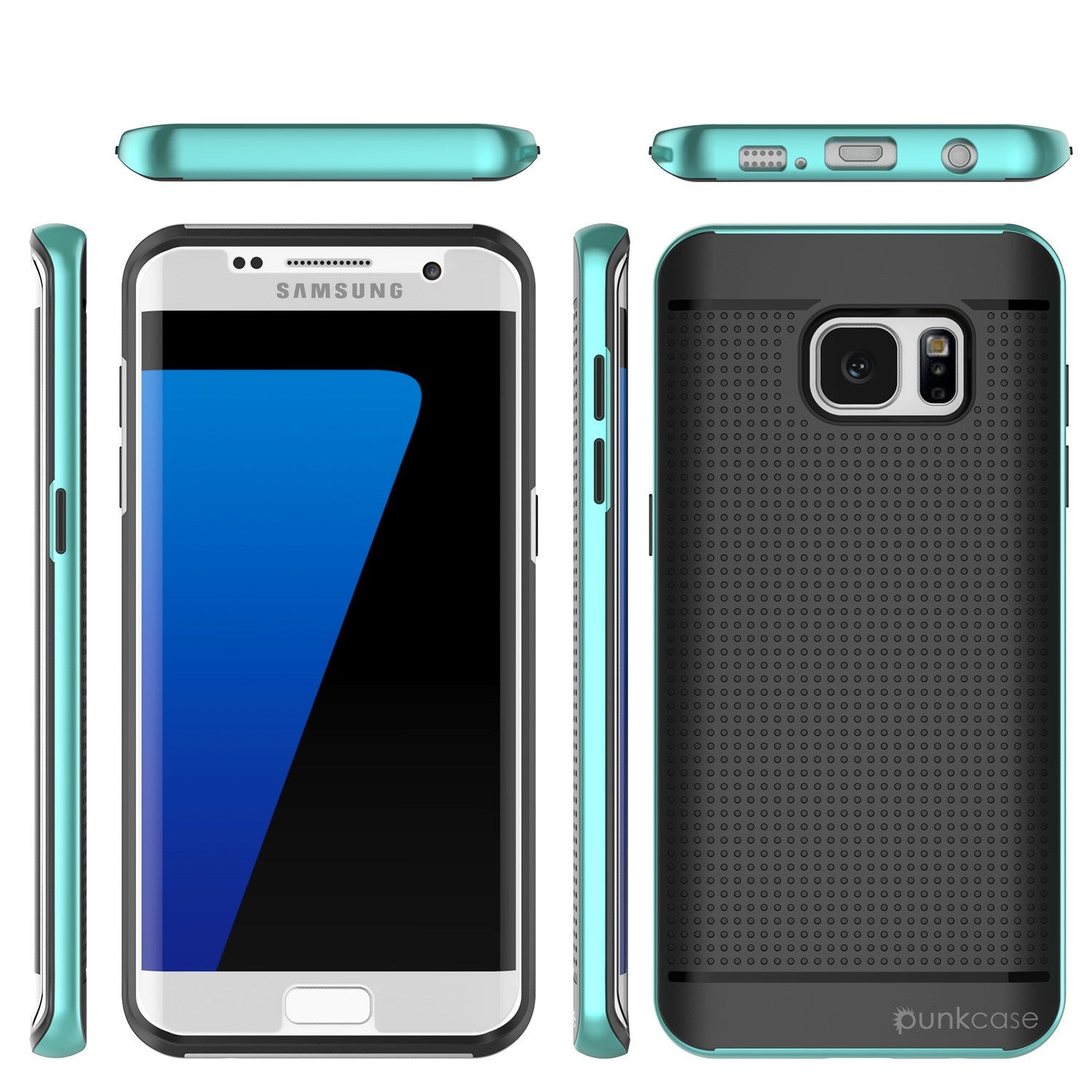 Galaxy S7 Edge Case, PunkCase STEALTH Teal Series Hybrid 3-Piece Shockproof Dual Layer Cover (Color in image: Silver)