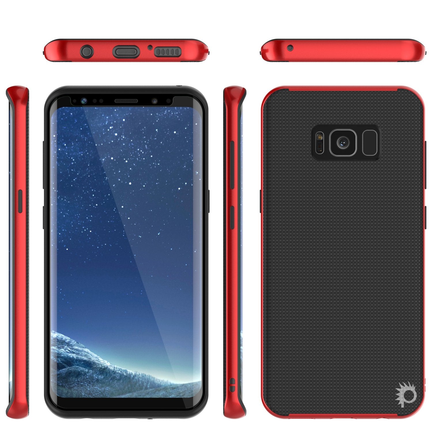 Galaxy S8 PLUS Case, PunkCase [Stealth Series] Hybrid 3-Piece Shockproof Dual Layer Cover [Non-Slip] [Soft TPU + PC Bumper] with PUNKSHIELD Screen Protector for Samsung S8+ [Red] (Color in image: Black)