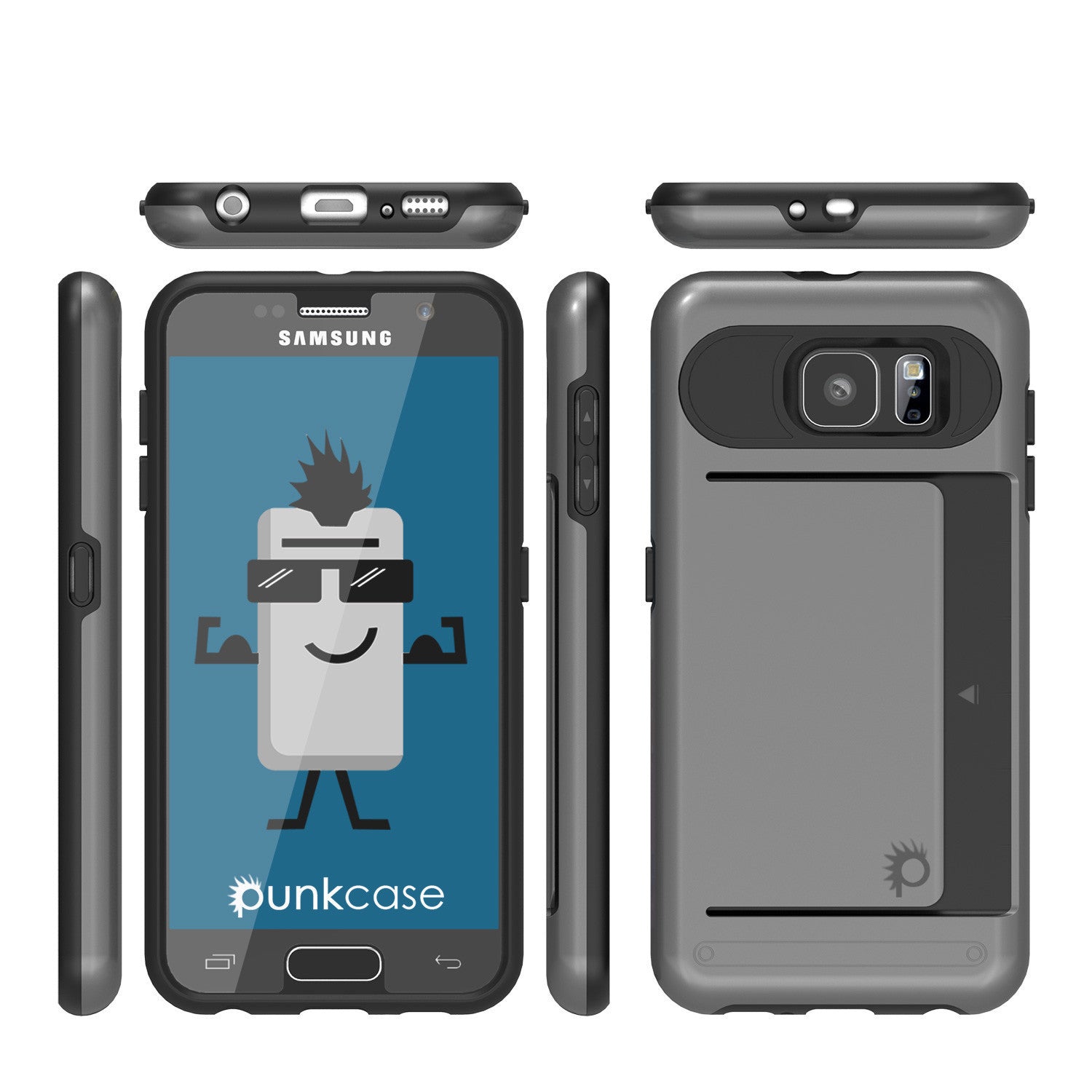Galaxy S6 EDGE Plus Case PunkCase CLUTCH Grey Series Slim Armor Soft Cover Case w/ Screen Protector (Color in image: Silver)