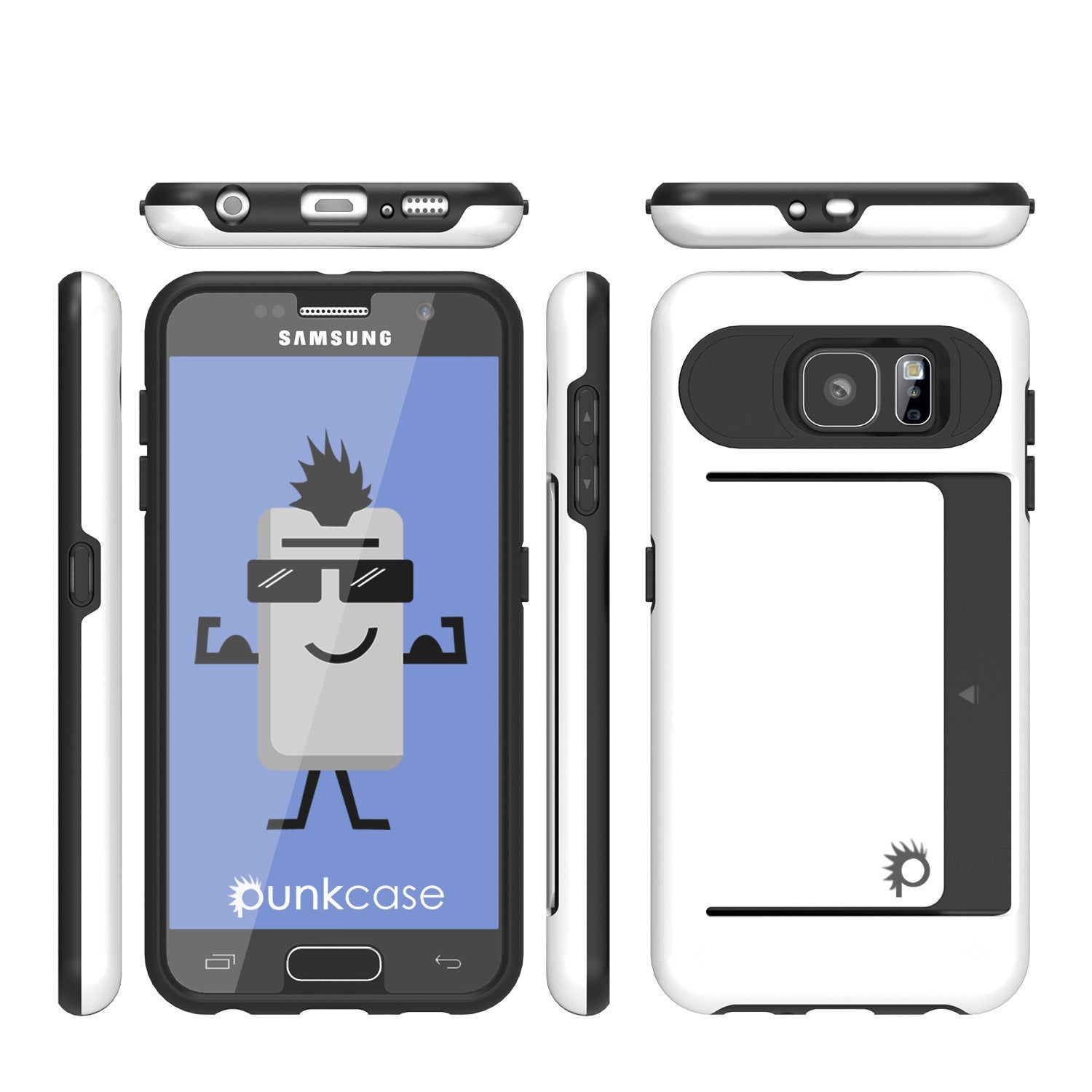 Galaxy S6 EDGE Plus Case PunkCase CLUTCH White Series Slim Armor Soft Cover Case w/ Screen Protector (Color in image: Black)