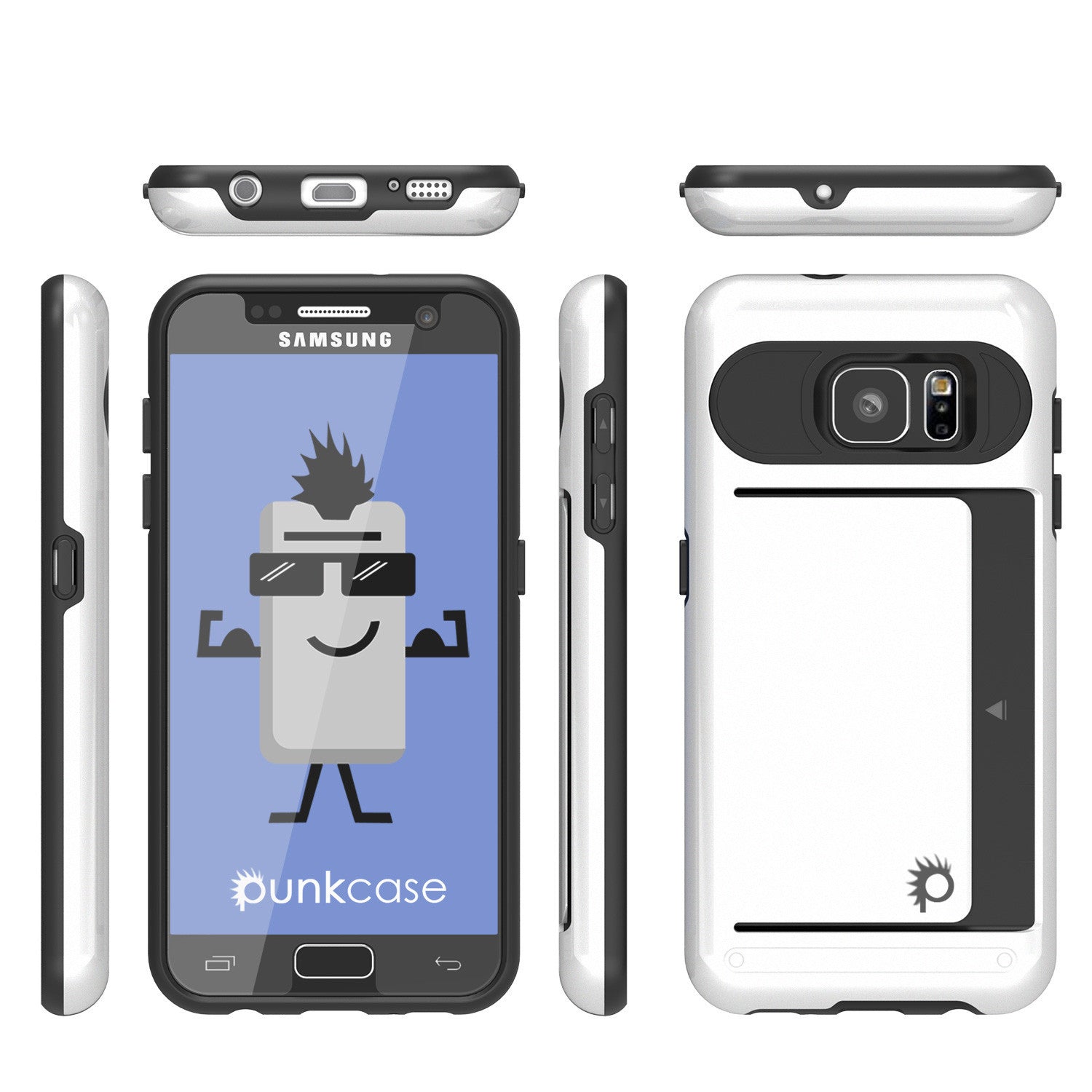 Galaxy s7 Case PunkCase CLUTCH White Series Slim Armor Soft Cover Case w/ Tempered Glass (Color in image: Silver)