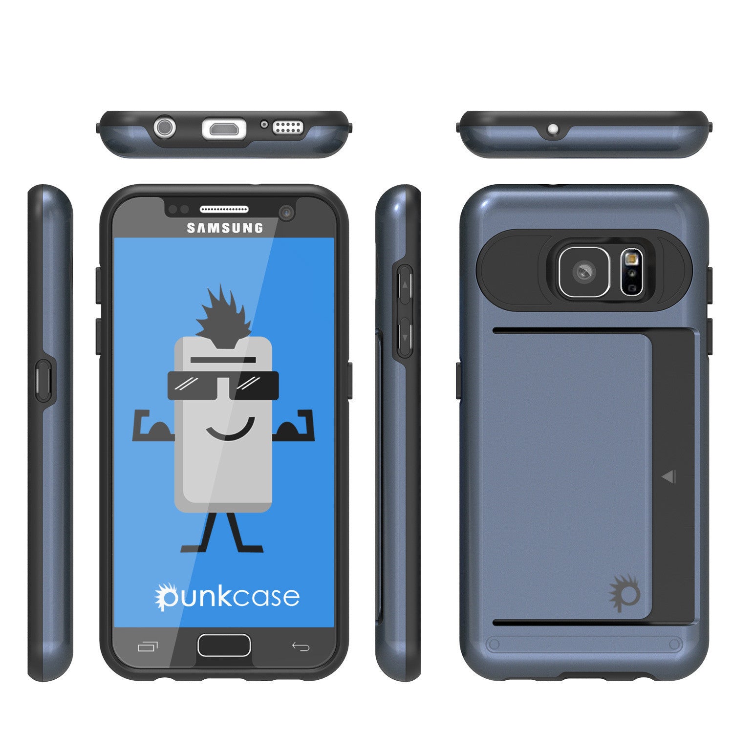 Galaxy Note 5 Case PunkCase CLUTCH Navy Series Slim Armor Soft Cover Case w/ Tempered Glass (Color in image: Gold)