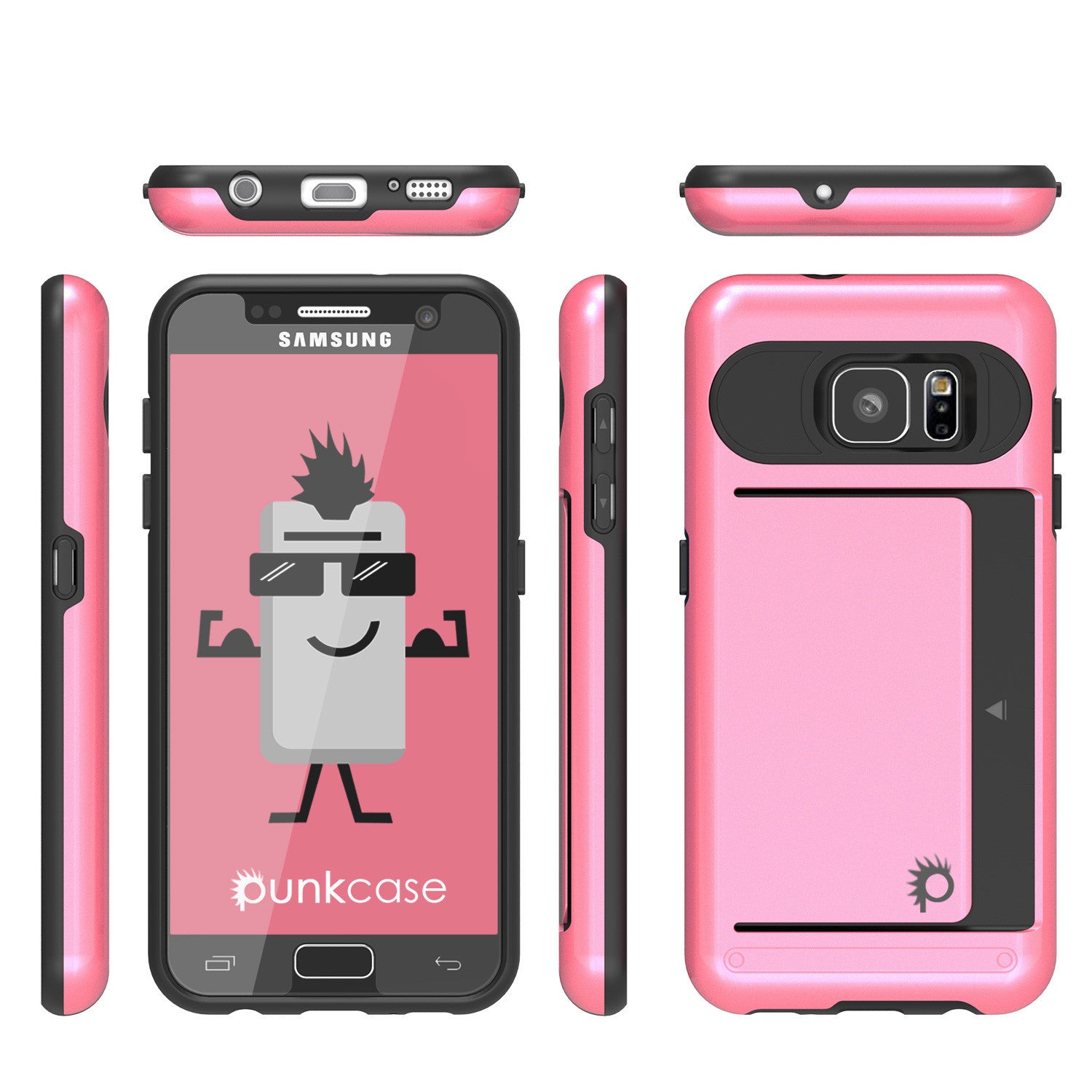 Galaxy s7 Case PunkCase CLUTCH Pink Series Slim Armor Soft Cover Case w/ Tempered Glass (Color in image: Gold)
