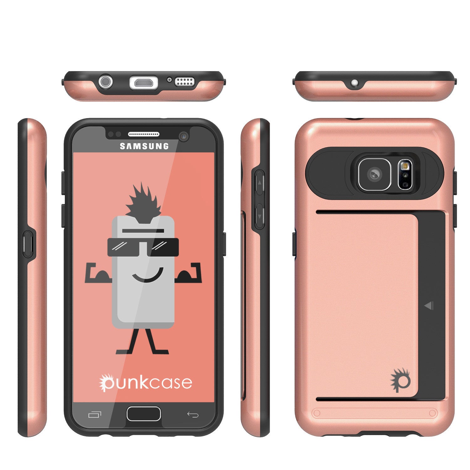 Galaxy s7 Case PunkCase CLUTCH Rose Gold Series Slim Armor Soft Cover Case w/ Tempered Glass (Color in image: White)